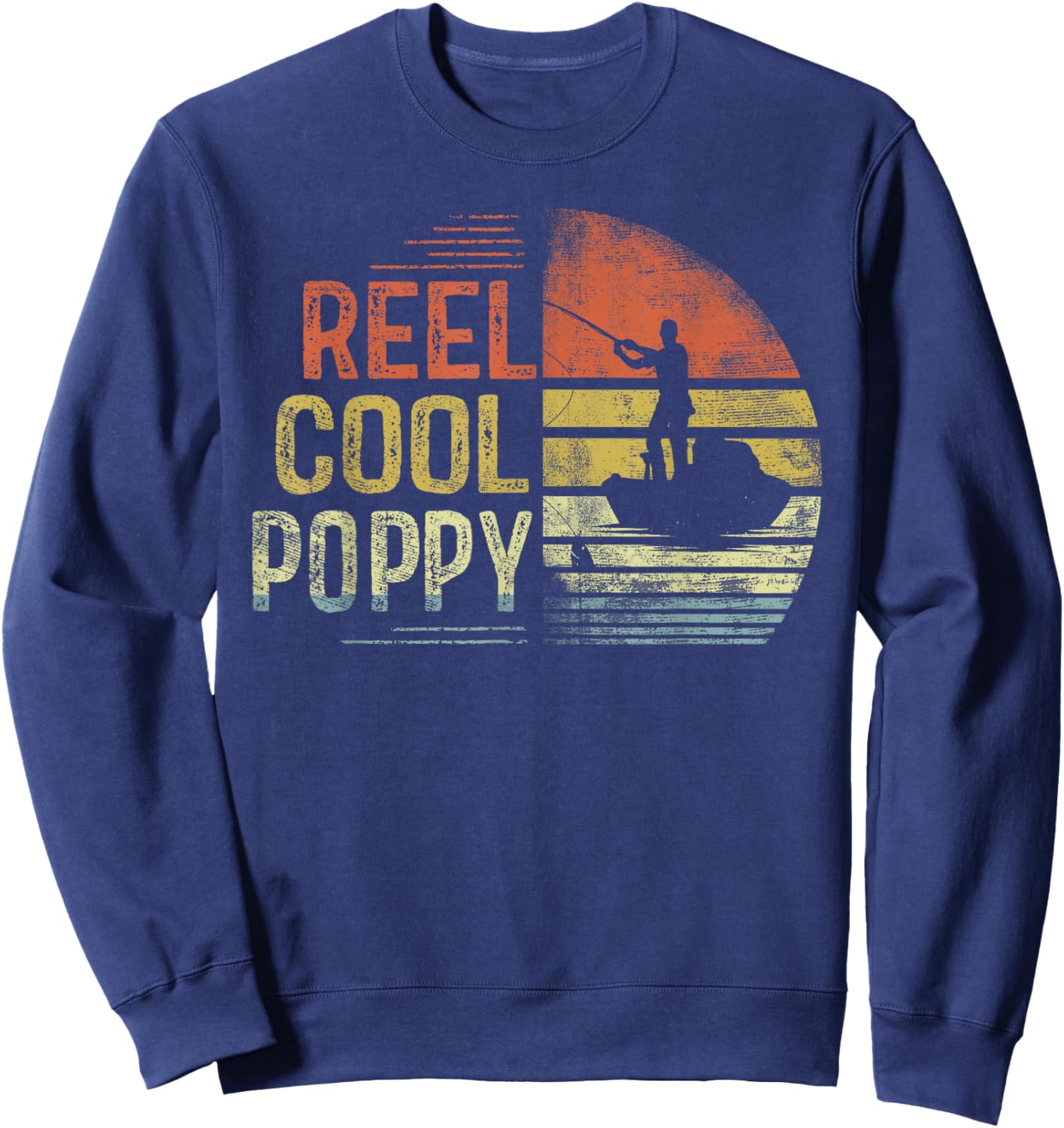 Reel Cool Poppy Fishing Gifts Poppy Birthday Vintage Sweatshirt - Sweatshirt | Navy