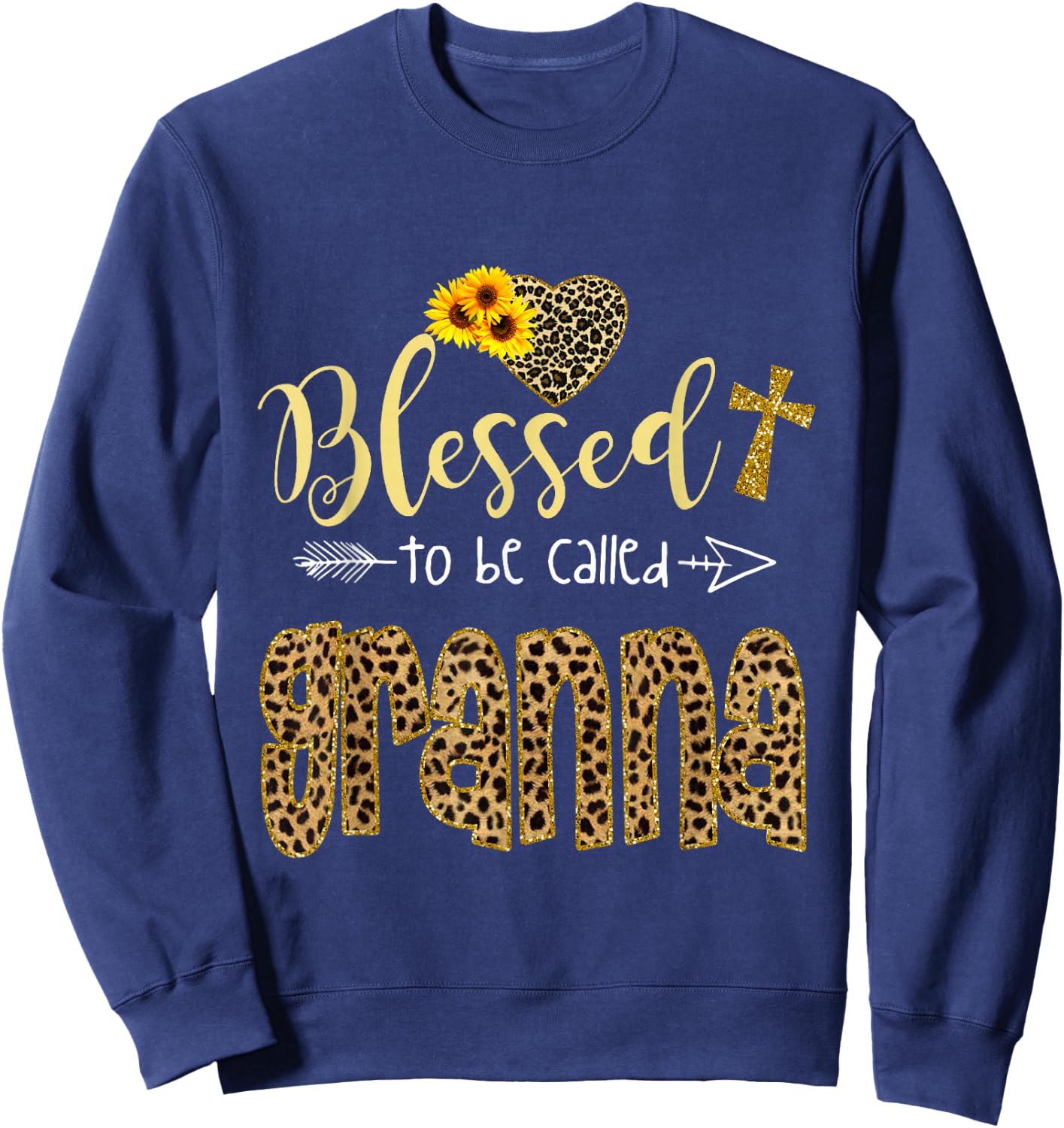 Blessed to be Called Granna Leopard Sunflowers Grandma Women Sweatshirt - Sweatshirt | Navy