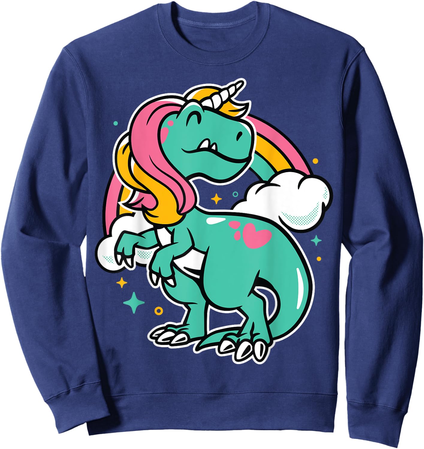 Majestic Unicornasaurus T Rex Unicorn Boys Girls Dinosaur Sweatshirt - Sweatshirt | Navy