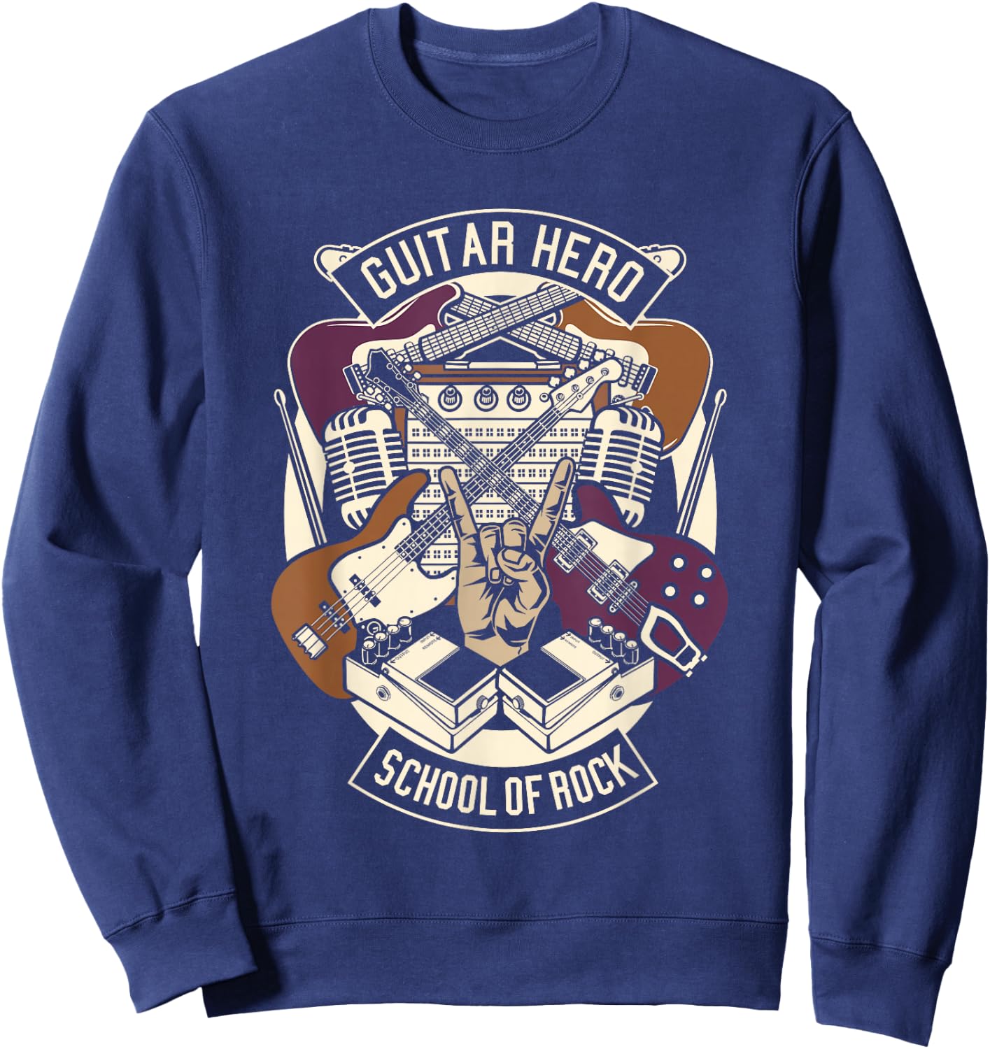 Guitar Heroes Schools Of Rock Guitar Lover Guitarist Guitar Sweatshirt - Sweatshirt | Navy