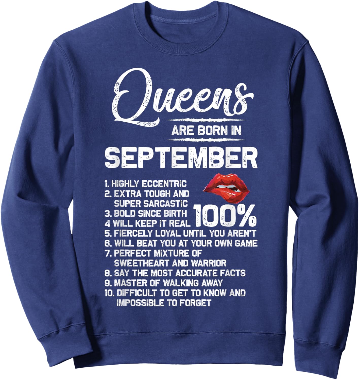 Queens Are Born in September Birthday Gifts Sweatshirt - Sweatshirt | Navy