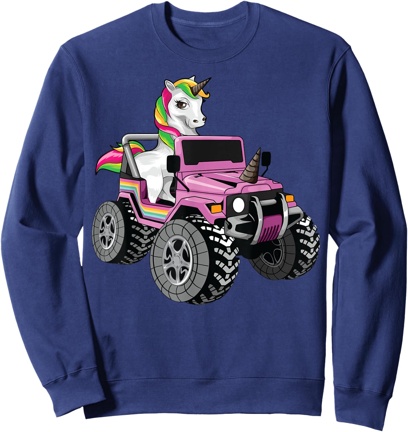 Funny Unicorn Monster Truck Gift Girls Cool Pink Party Sweatshirt - Sweatshirt | Navy