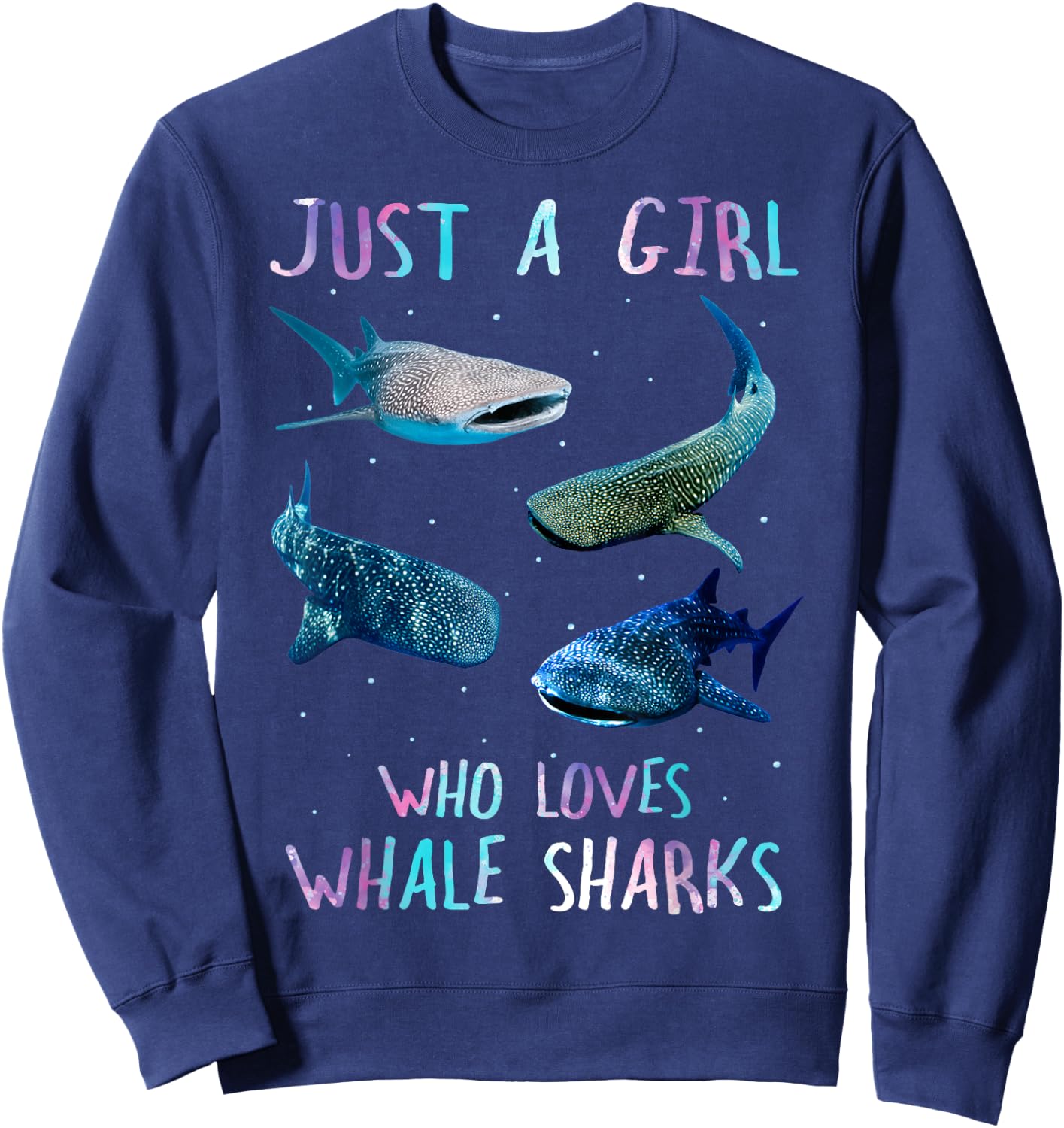 Watercolor Shark Ocean Just A Girl Who Loves Whale Sharks Sweatshirt - Sweatshirt | Navy