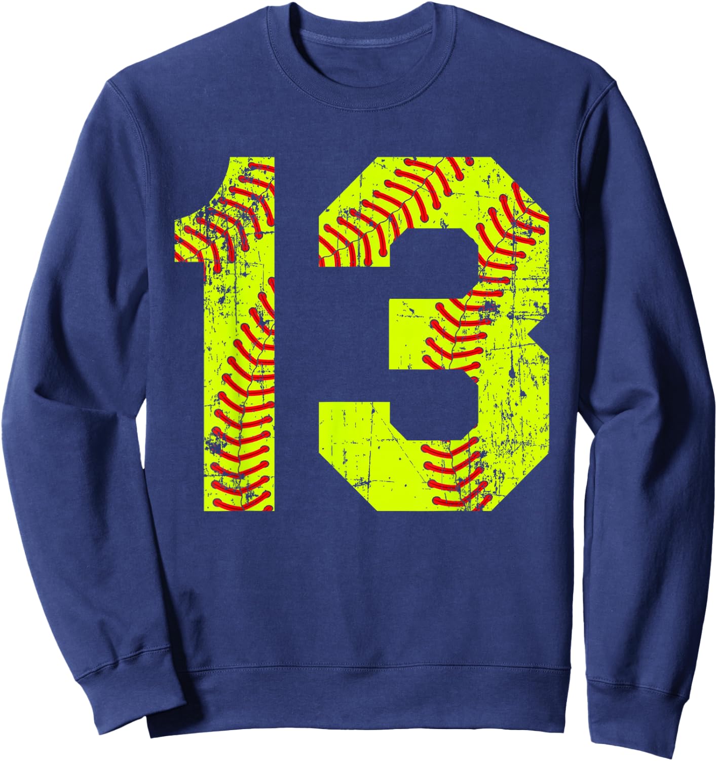 Vintage Softball 13 Jersey Number Sweatshirt - Sweatshirt | Navy