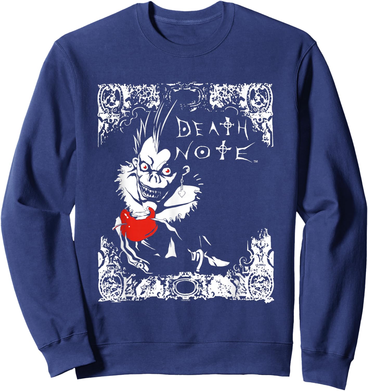 Death Note Ryuk Apple and Logo Filigree Anime Sweatshirt - Sweatshirt | Navy