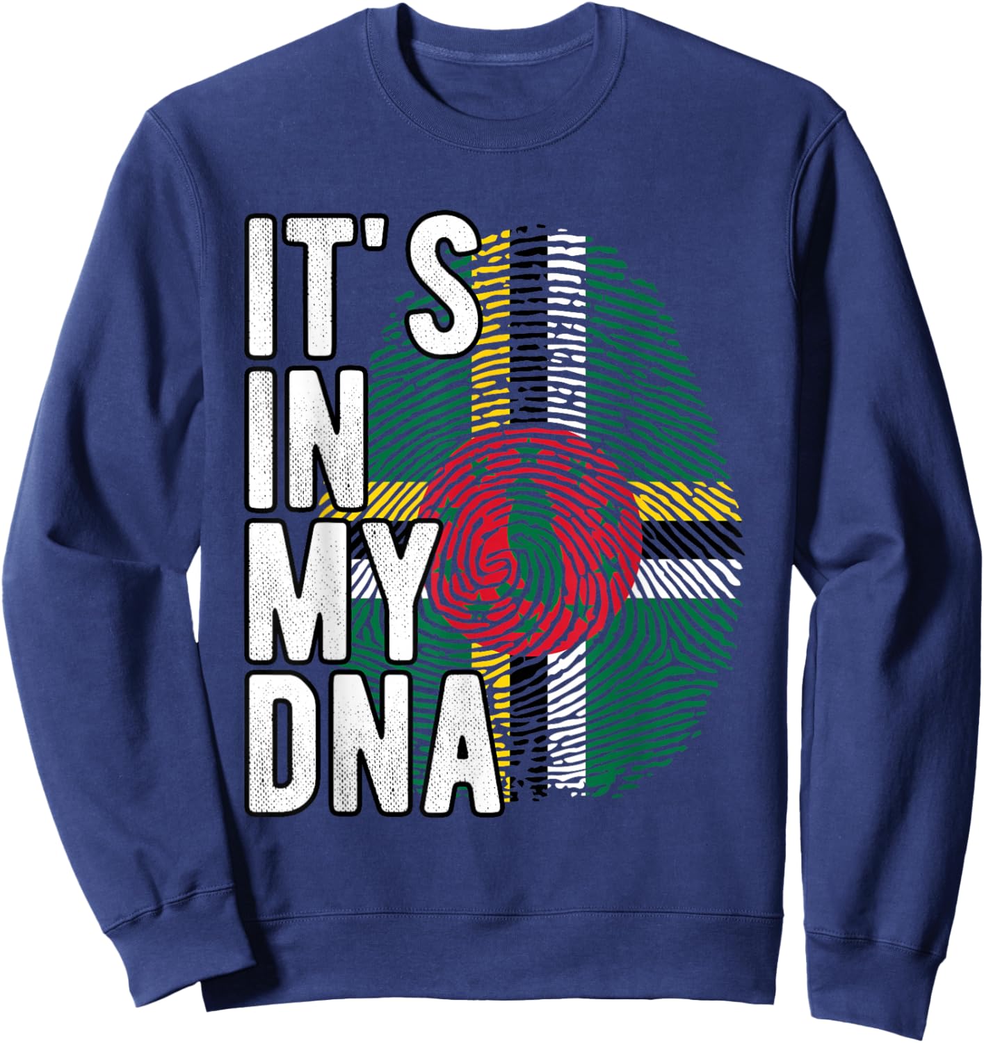 Funny it's in my DNA Dominica flag Fingerprint Sweatshirt - Sweatshirt | Navy