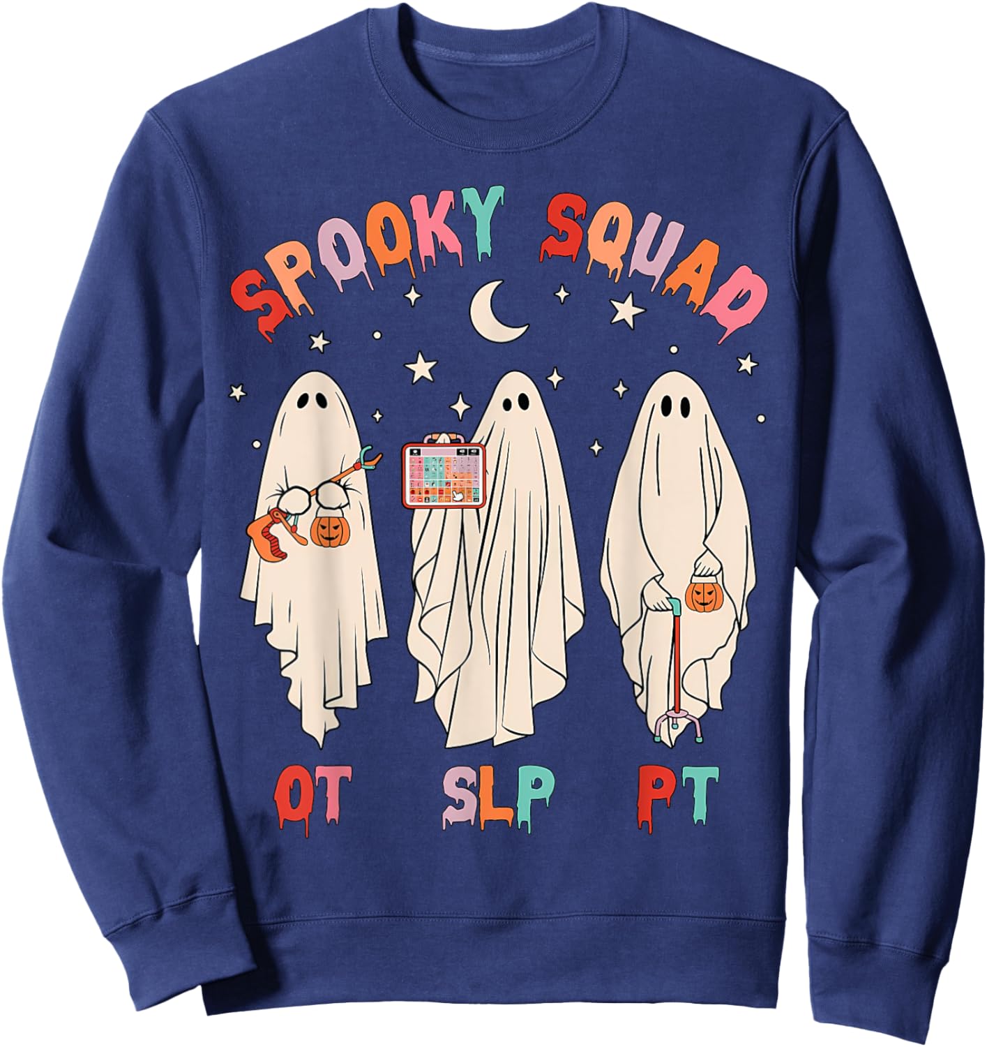 Spooky Squad SLP OT PT Ghost Occupational Therapy Sweatshirt - Sweatshirt | Navy