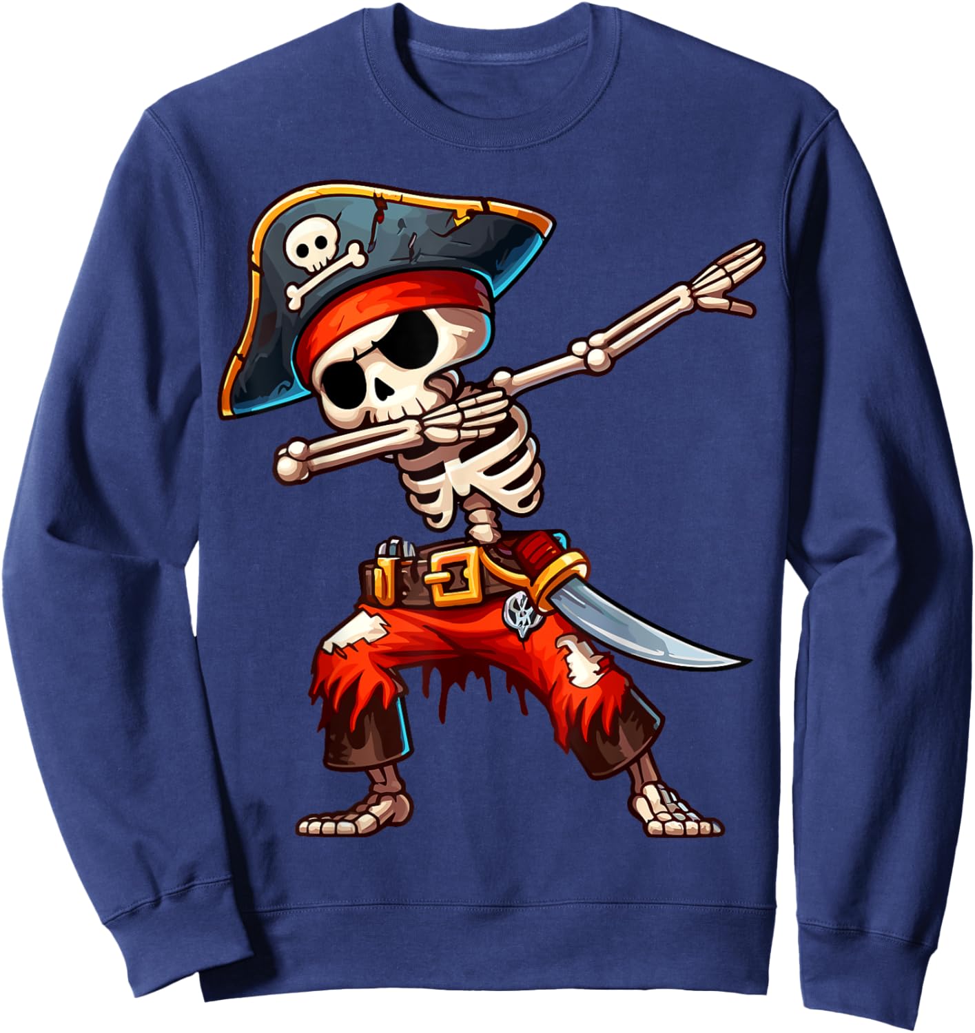 Dabbing Skeleton Pirate Halloween Kids Pirate Sweatshirt - Sweatshirt | Navy