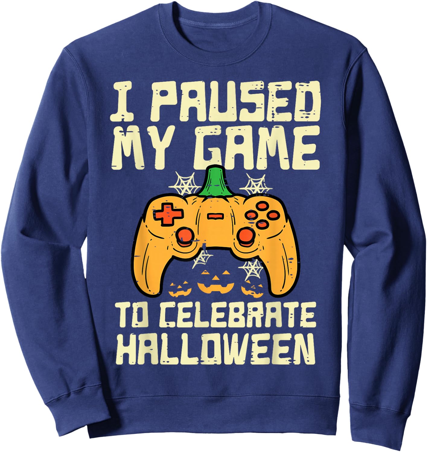 Paused My Game Halloween Gamer Gaming Costume Boys Kids Men Sweatshirt - Sweatshirt | Navy