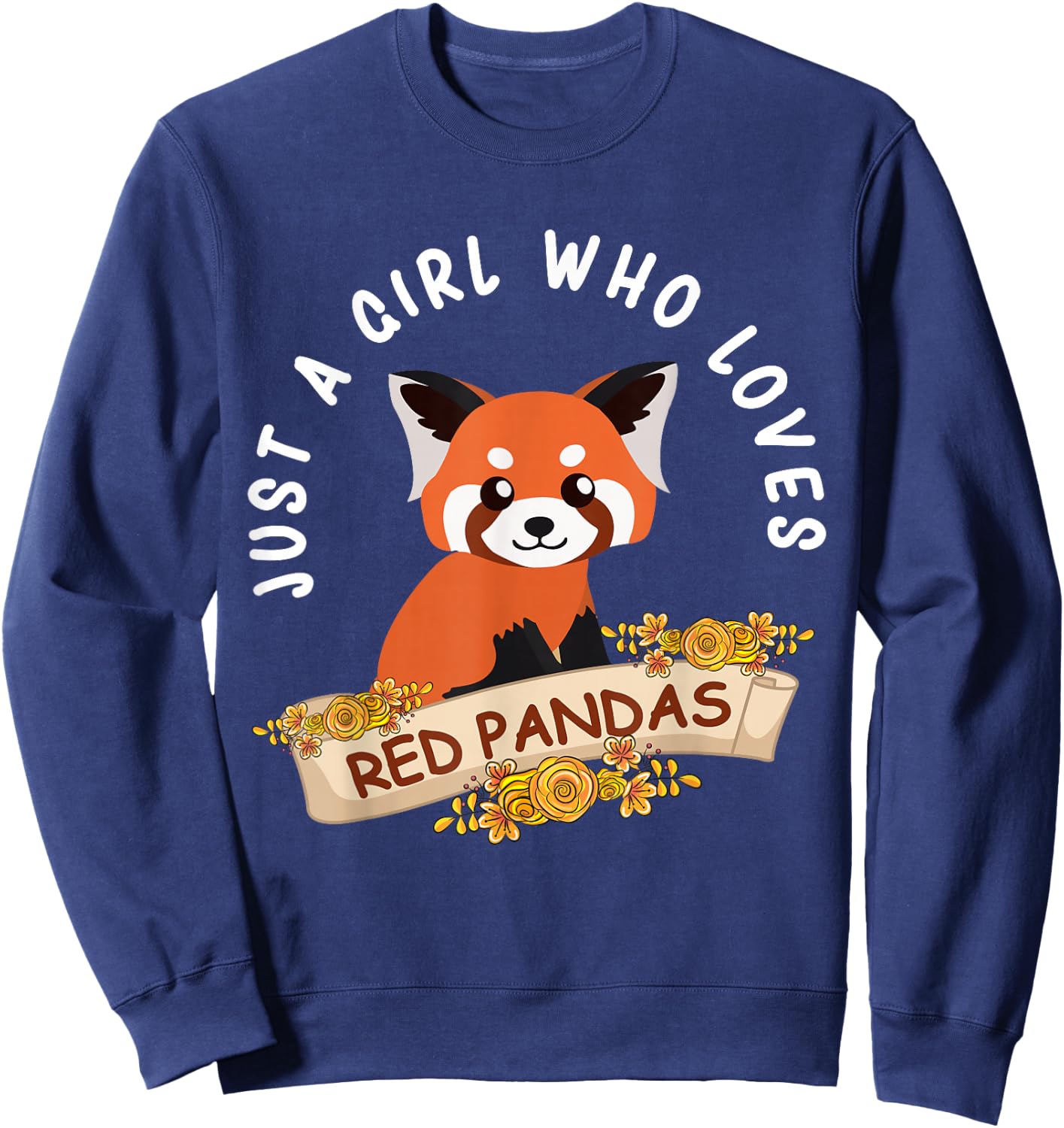 Just A Girl Who Loves Red Pandas Cute Red Panda Kids Girls Sweatshirt - Sweatshirt | Navy