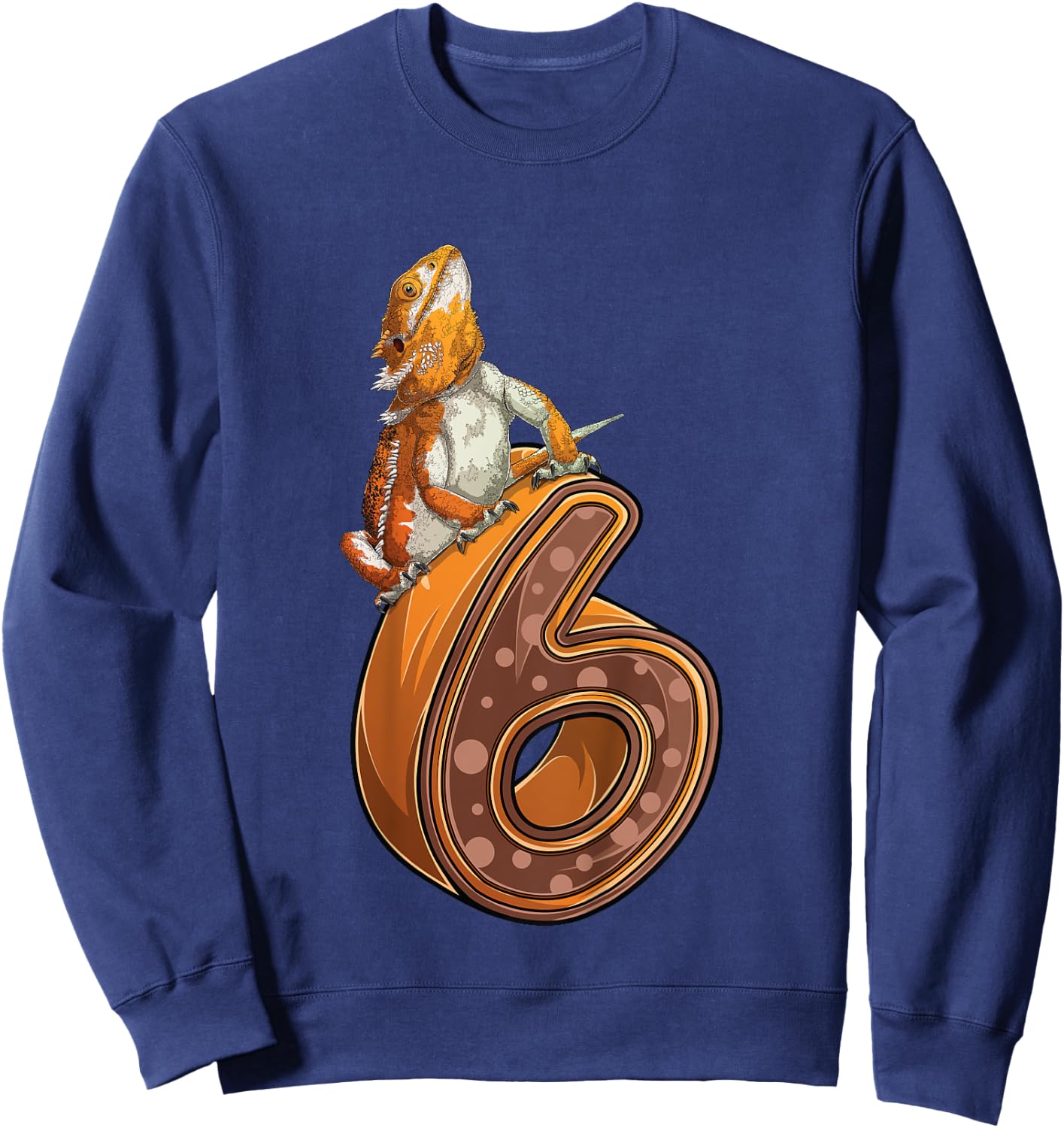 6 Year Old Bearded dragon Reptile 6th Birthday Party B-day Sweatshirt - Sweatshirt | Navy