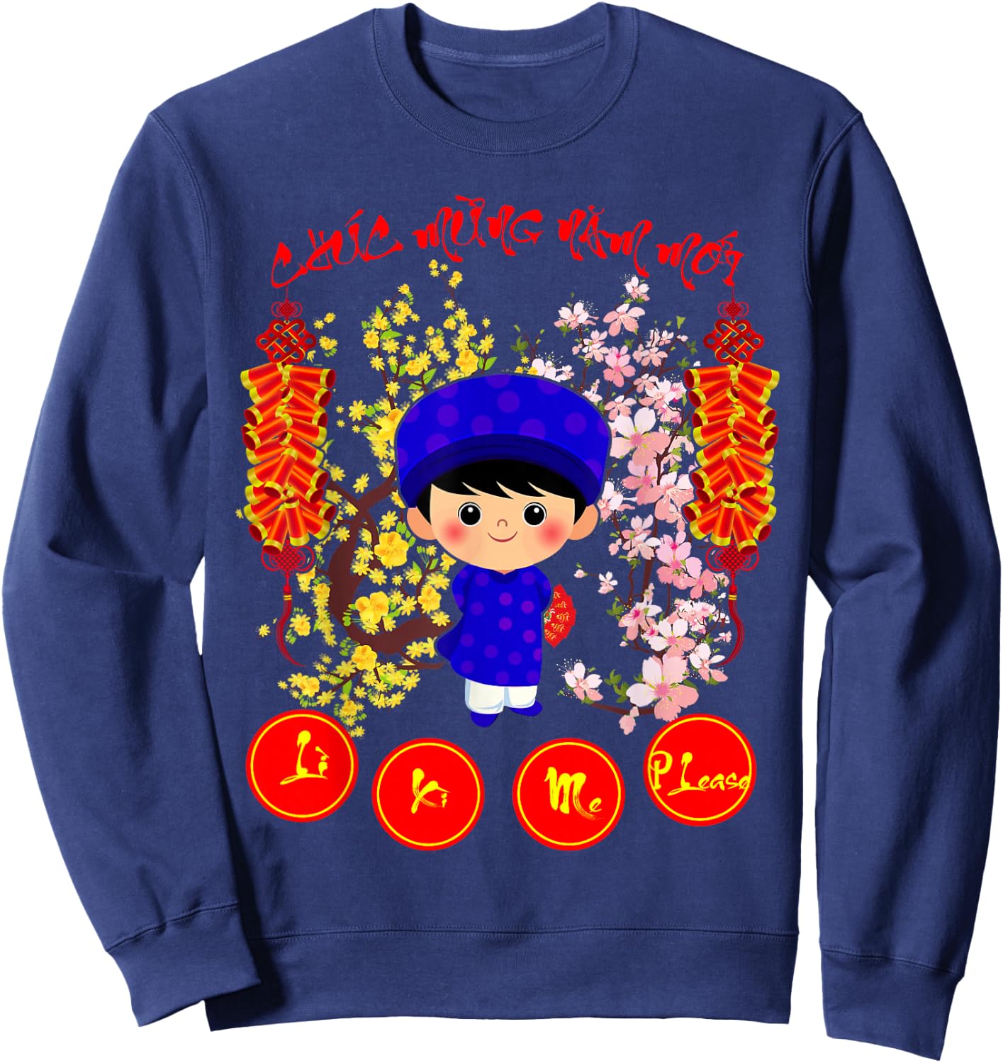 Li Xi Me Please Kid Boys Vietnamese Lunar New Year 2026 Sweatshirt - Sweatshirt | Navy