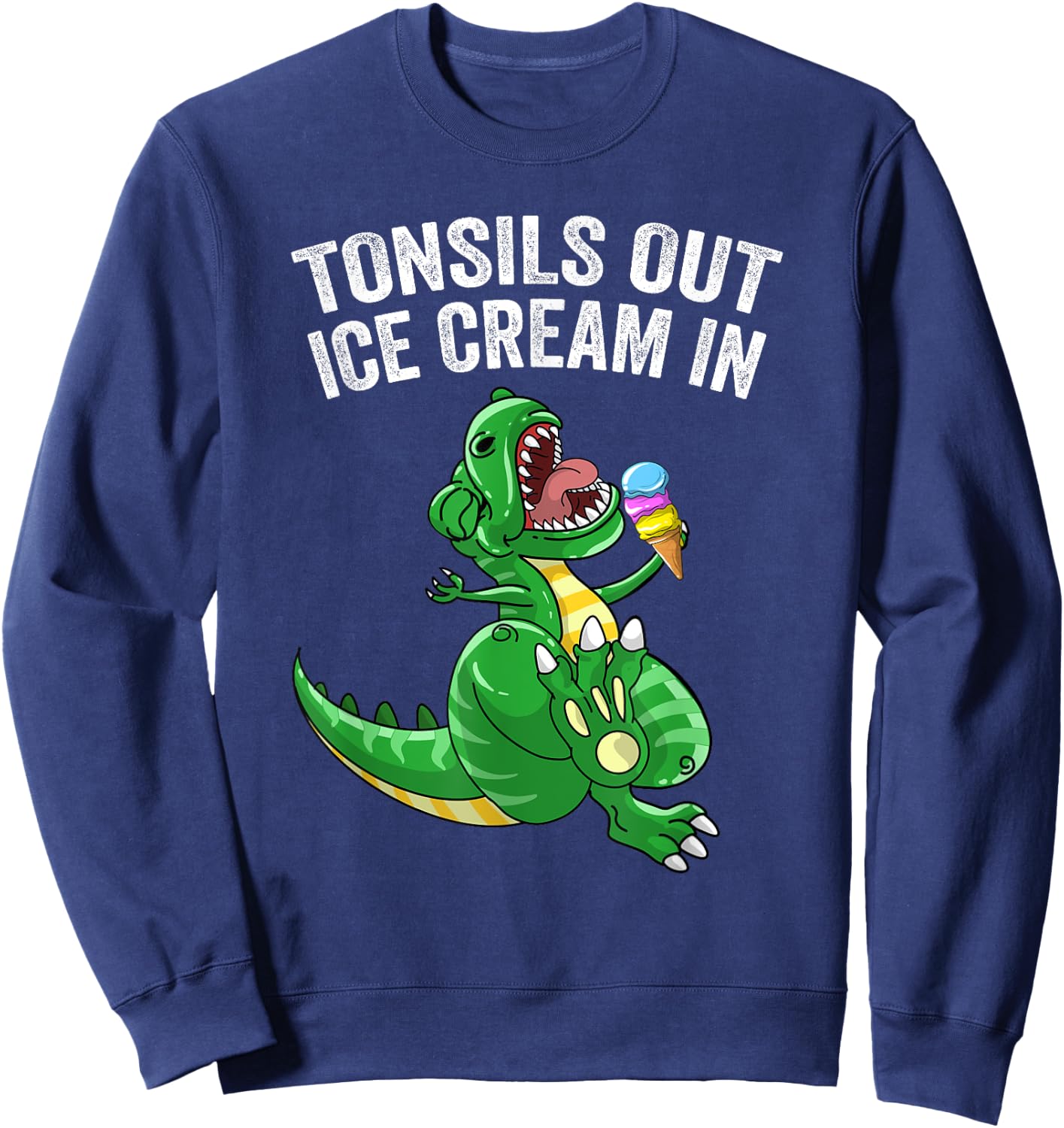 Get Well Gifts Kids Tonsils Dinosaur Tonsillectomy Surgery Sweatshirt - Sweatshirt | Navy