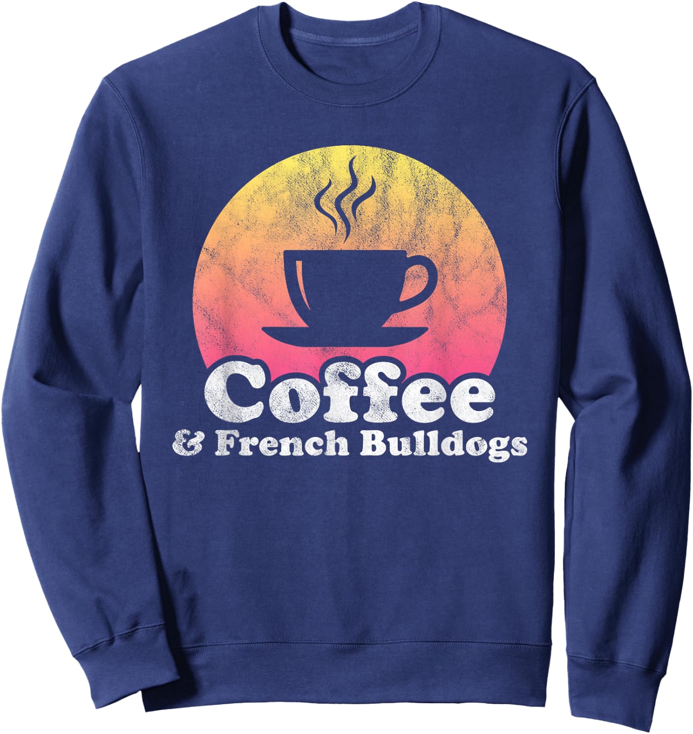 Coffee and French Bulldogs French Bulldog Women Girls Kids Sweatshirt - Sweatshirt | Navy