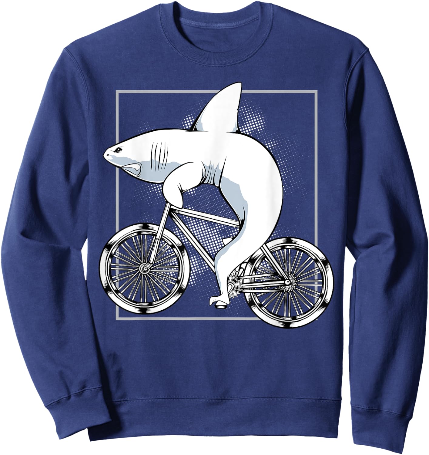 Shark On A Bicycle Cycling Biking Riding Cyclists Gift Sweatshirt - Sweatshirt | Navy