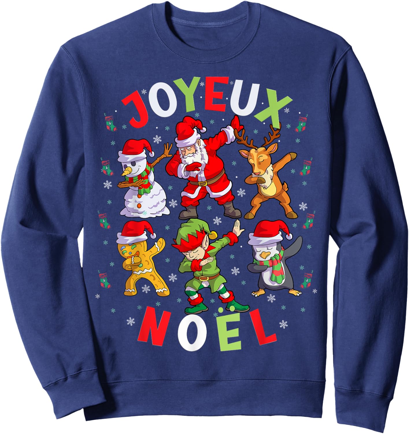 Joyeux Noel Merry Christmas French Squad Santa Elf Dab Sweatshirt - Sweatshirt | Navy