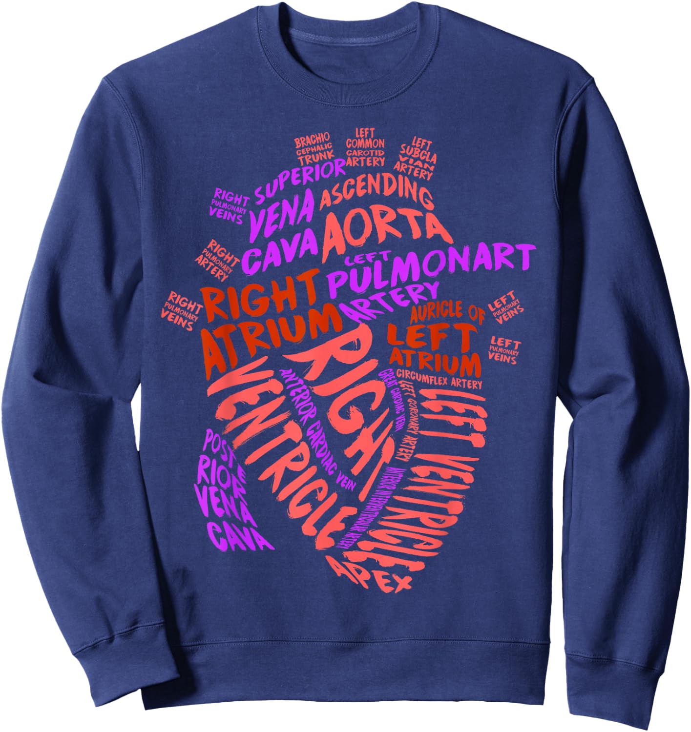 Anatomical Human Heart Cardiology Medical Cardiac Nurse Sweatshirt - Sweatshirt | Navy
