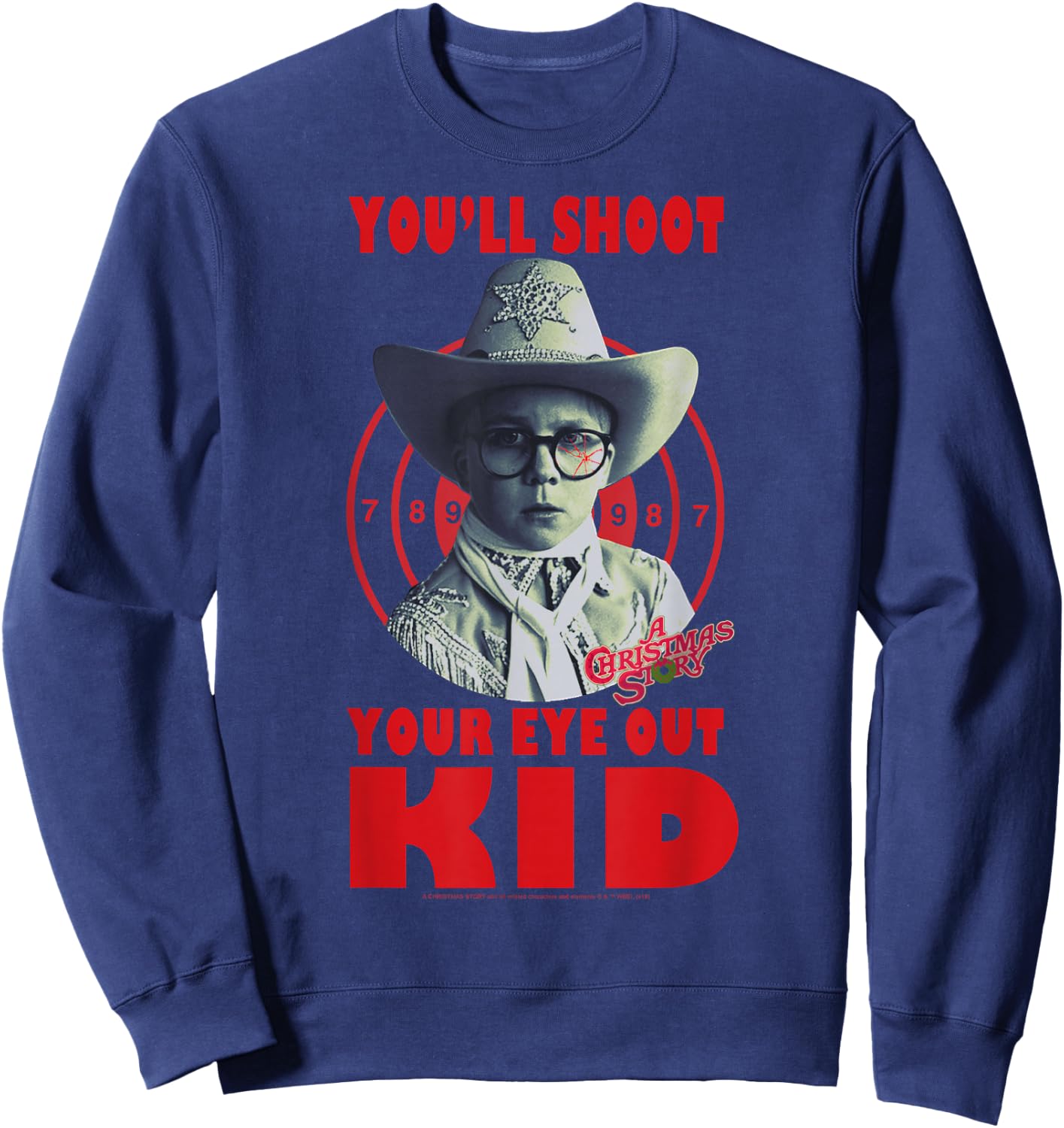 A Christmas Story Ralphie You'll Shoot Your Eye Out Kid Sweatshirt - Sweatshirt | Navy