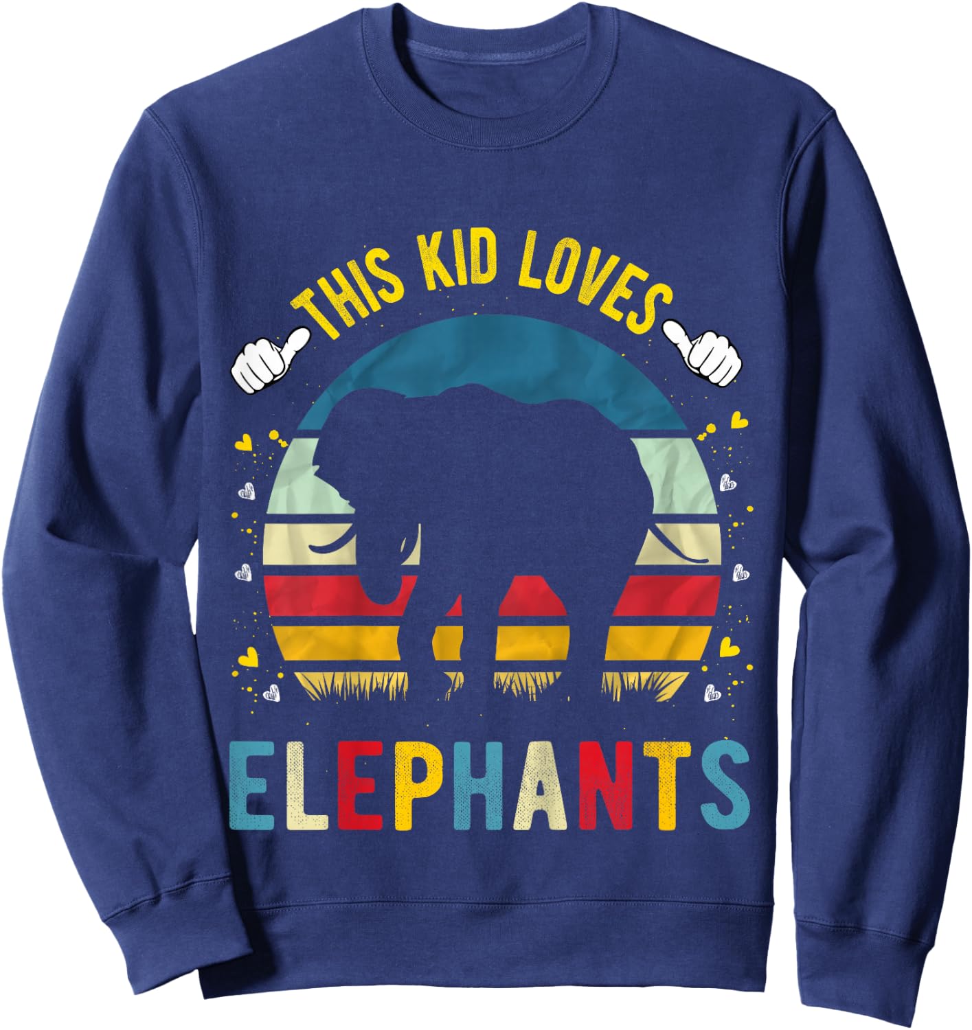 This Kid Loves Elephants Boys and Girls Elephant Gift Sweatshirt - Sweatshirt | Navy