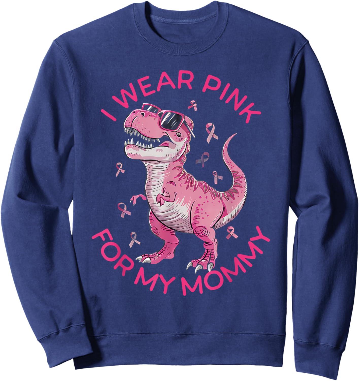 Kids Breast Cancer Awareness I Wear Pink For My Mommy Sweatshirt - Sweatshirt | Navy