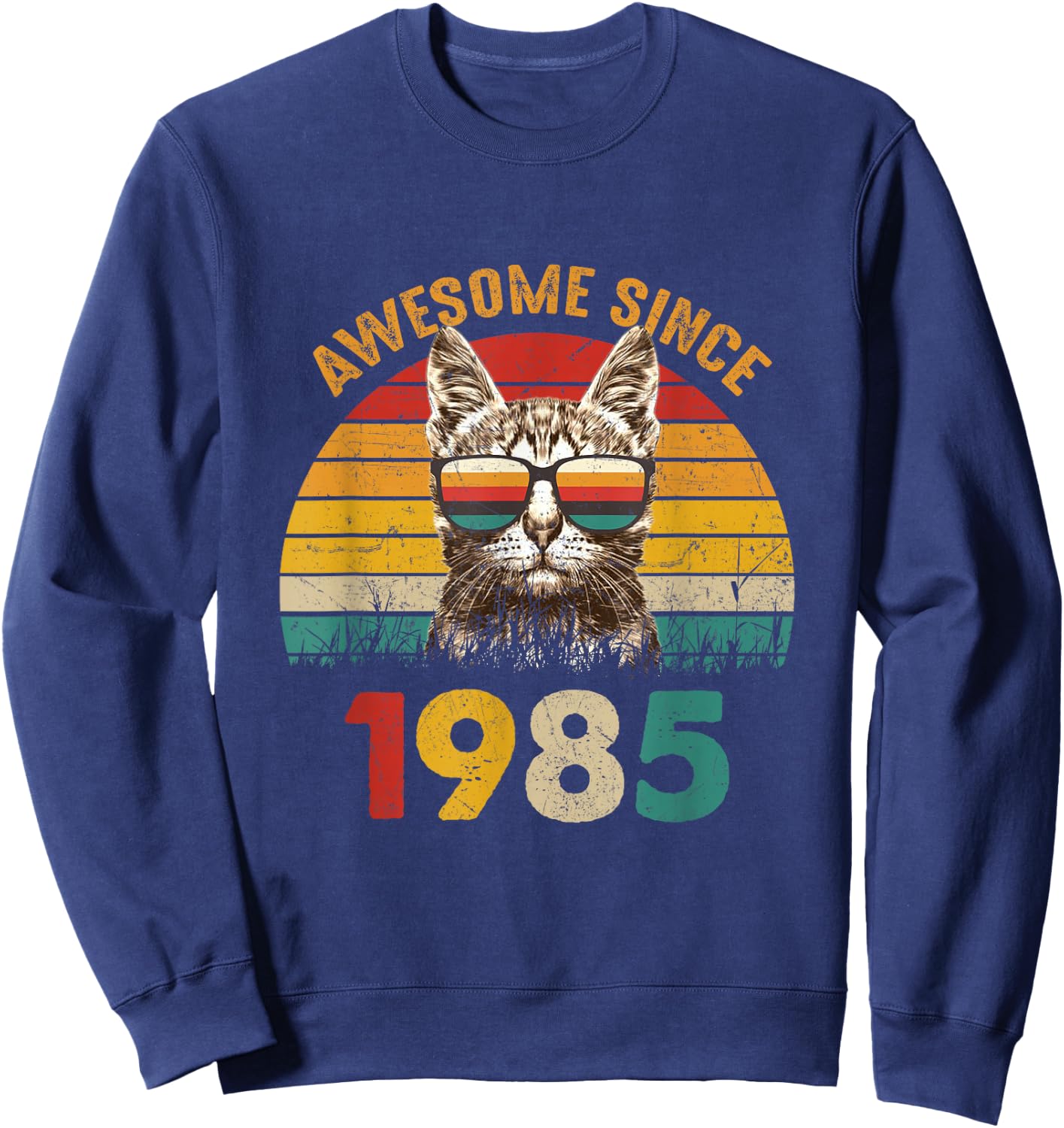 40th Birthday shirt 40 Year Old Cat Lover Awesome Since 1985 Sweatshirt - Sweatshirt | Navy