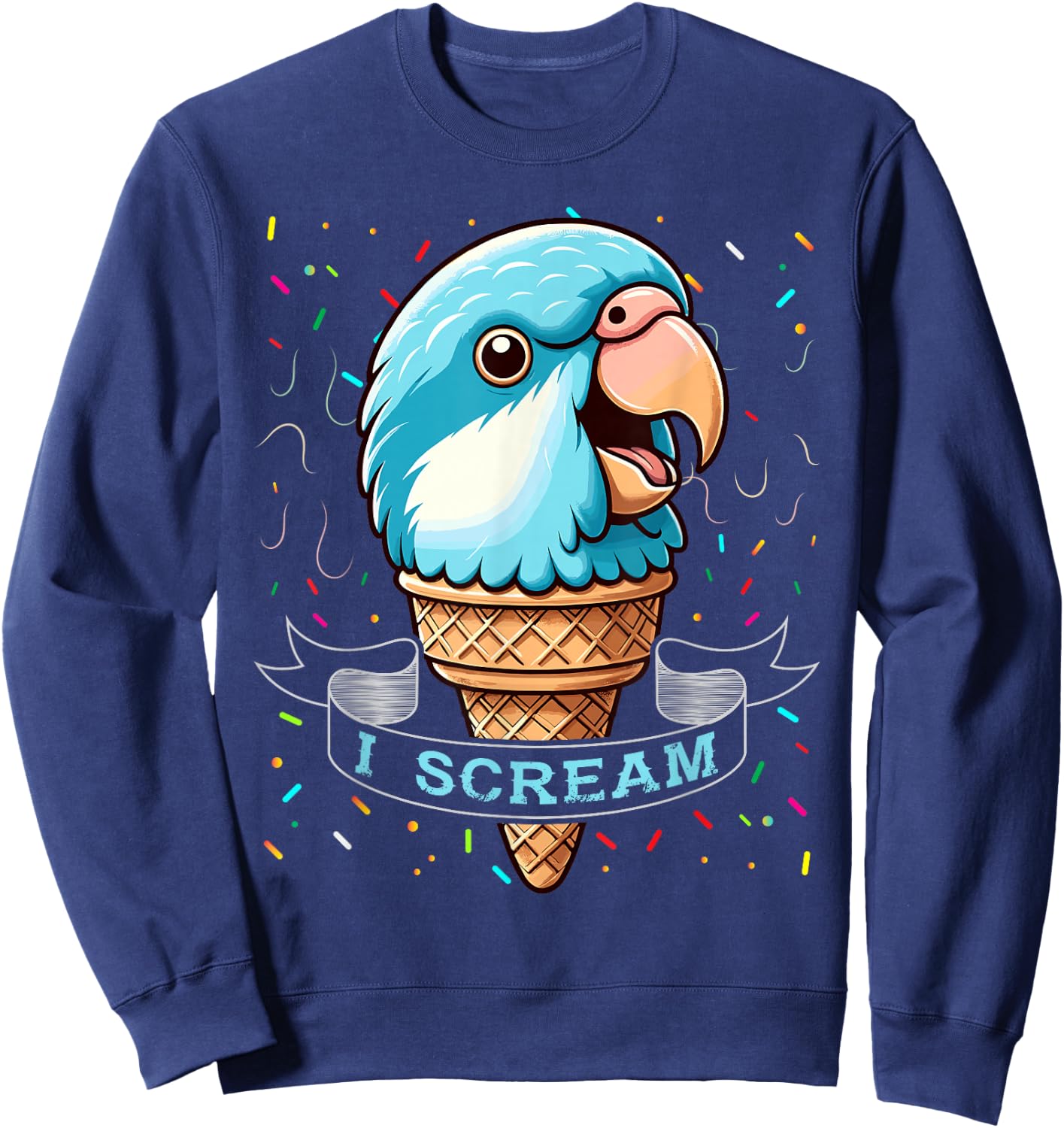 I Scream Ice Cream Blue Quaker Shirt Funny Blue Quaker Sweatshirt - Sweatshirt | Navy