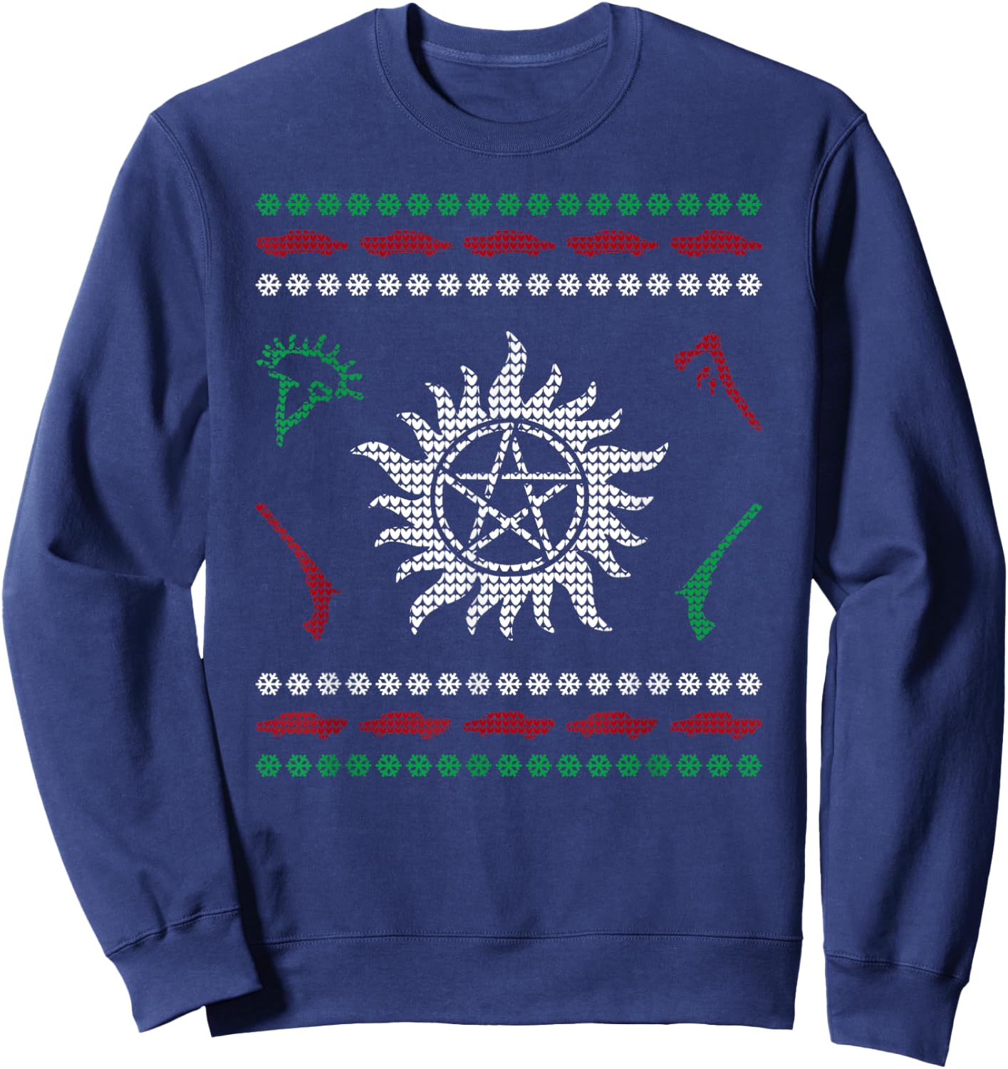 Pentagram Ugly Christmas I Sam Dean Ugly Sweater Sweatshirt - Sweatshirt | Navy