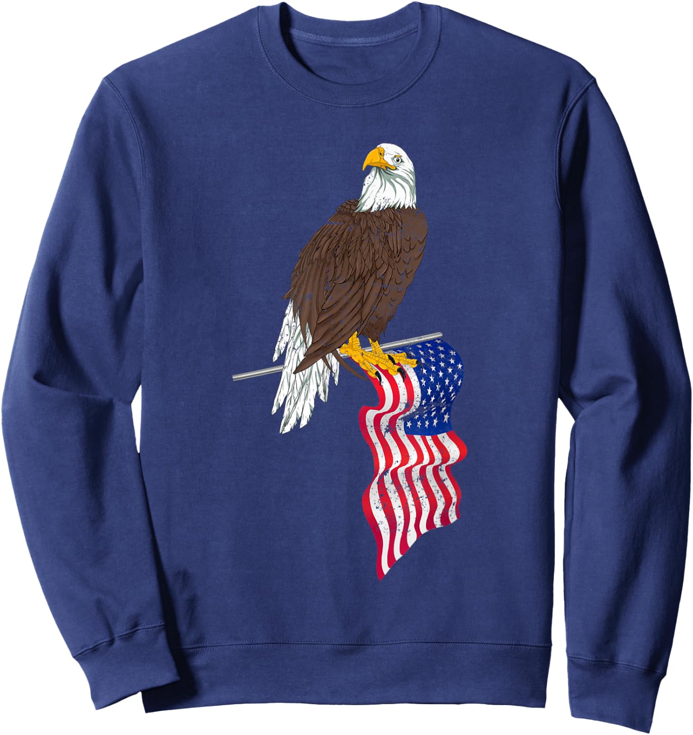 Patriotic US Flag Freedom United States American Bald Eagle Sweatshirt - Sweatshirt | Navy