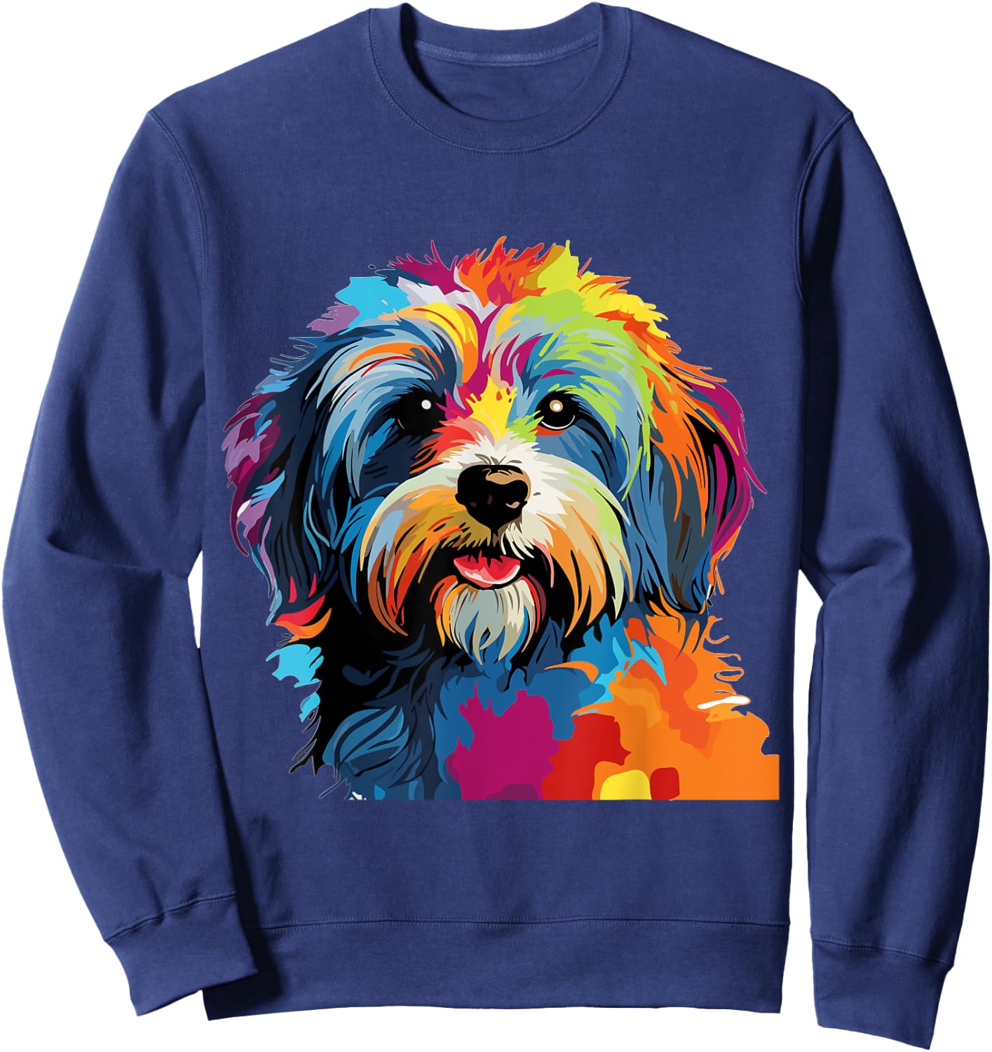 Havanese Dog Breed Pet Cute Colorful Pop Art Graphic Sweatshirt - Sweatshirt | Navy
