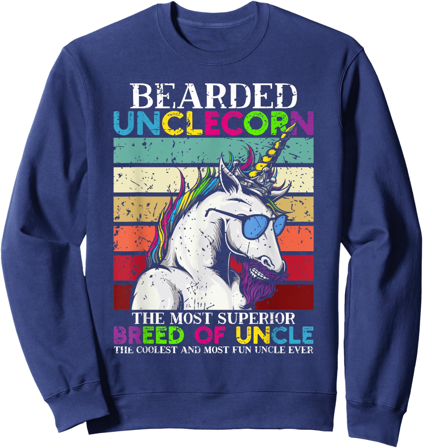 Bearded Unclecorn Uncle Unicorn Men Funny Sweatshirt - Sweatshirt | Navy