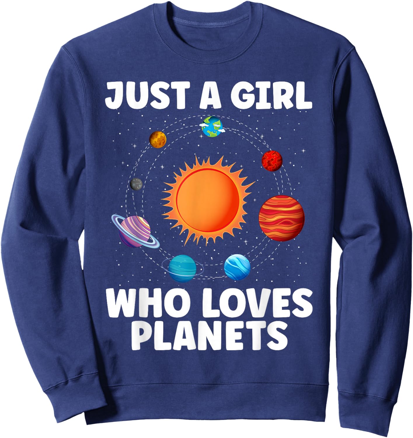 Best Planet Art Girls Kids Solar System Science Outer Space Sweatshirt - Sweatshirt | Navy