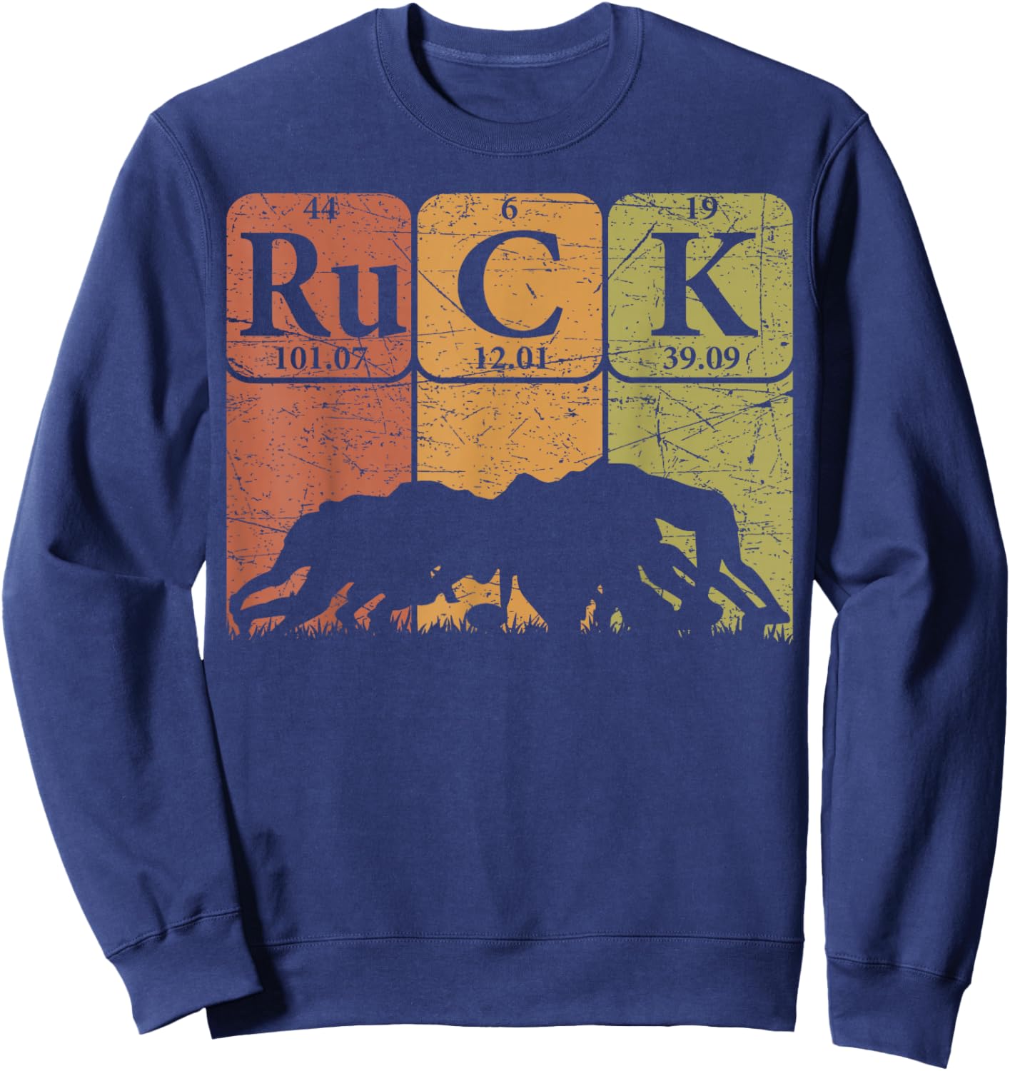 Ruck Rugby Periodic Table Elements Rugby Player Nerd Retro Sweatshirt - Sweatshirt | Navy