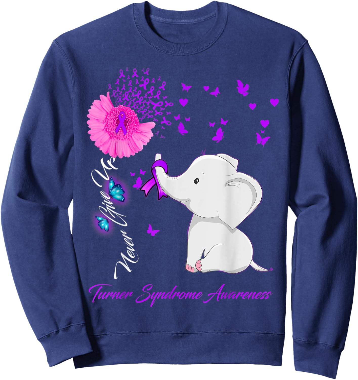 Elephant Turner Syndrome Awareness - Ribbon Gifts Sweatshirt - Sweatshirt | Navy