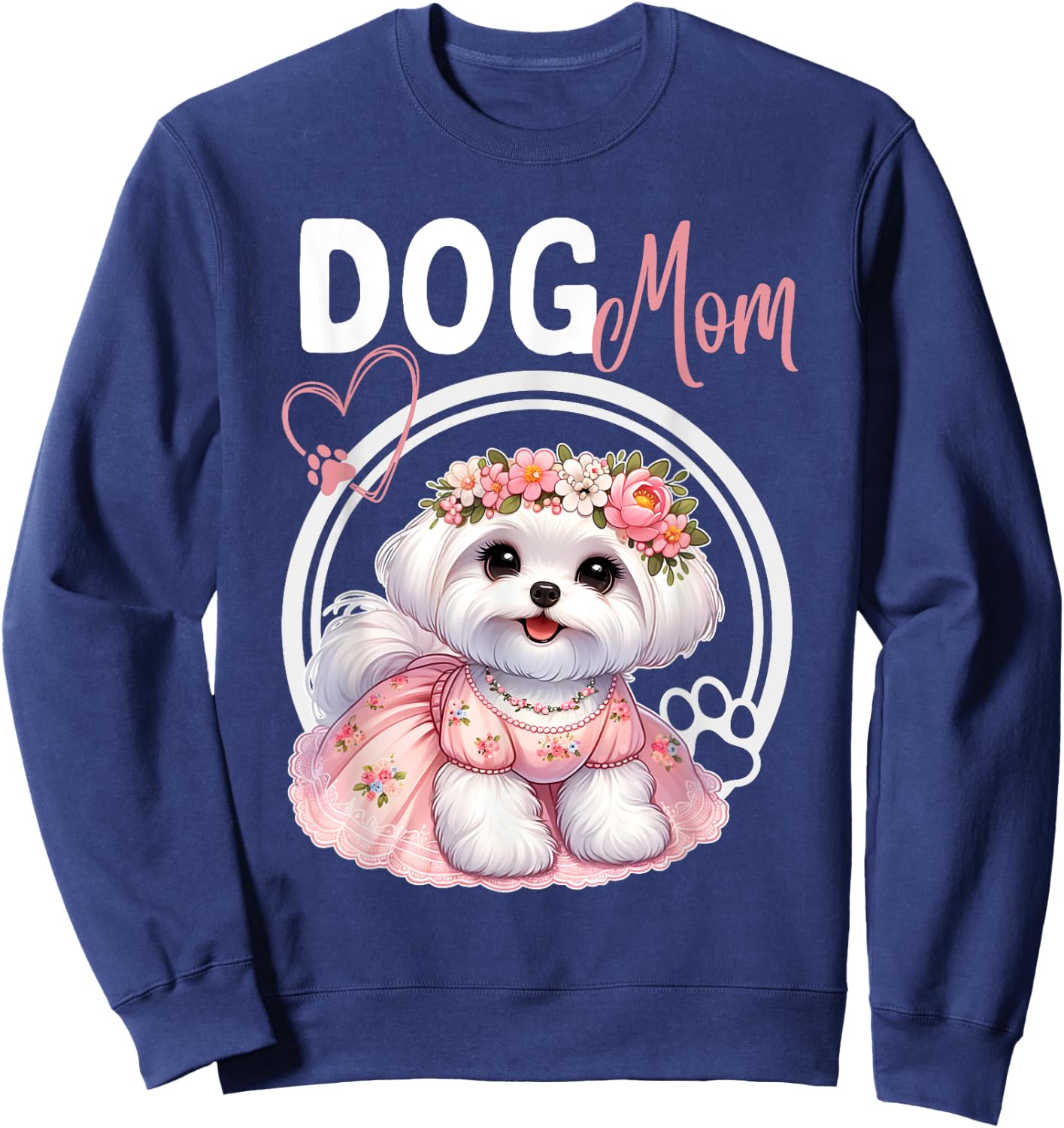 Maltese Dog Mom Pet Lover Mothers Day Sweatshirt - Sweatshirt | Navy