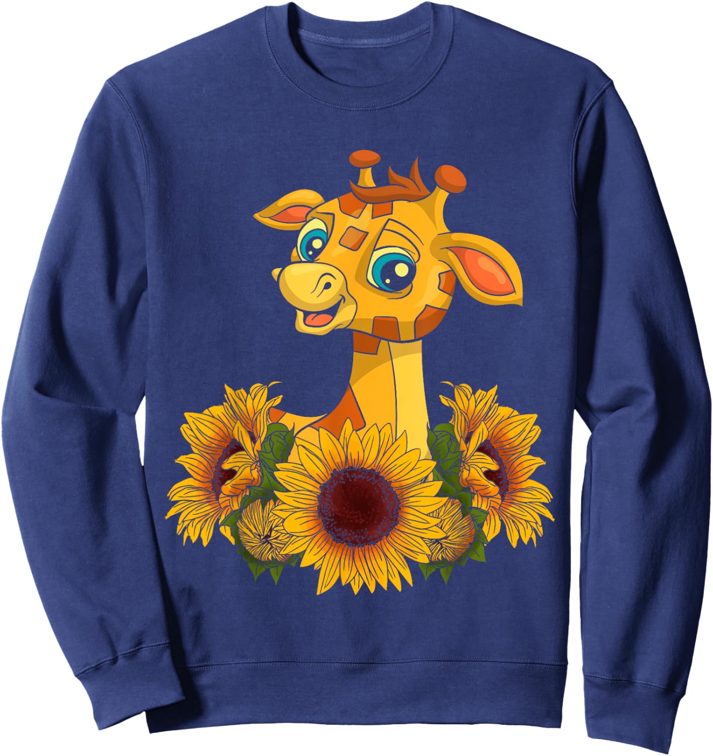 Sunflower Safari Africa Animal Toddlers Kids Gift Giraffe Sweatshirt - Sweatshirt | Navy