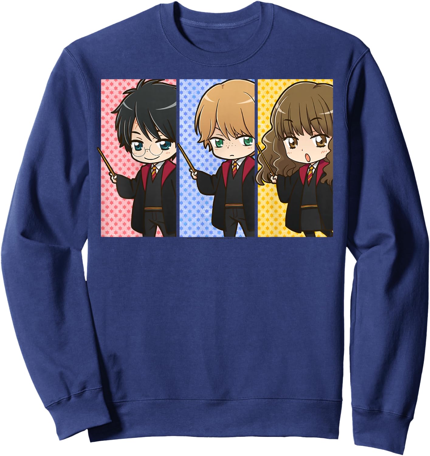 Harry Potter Anime Modern - Black, Small, -Adults, , Short Sleeve, Classic Fit, Cotton 100% Sweatshirt - Sweatshirt | Navy