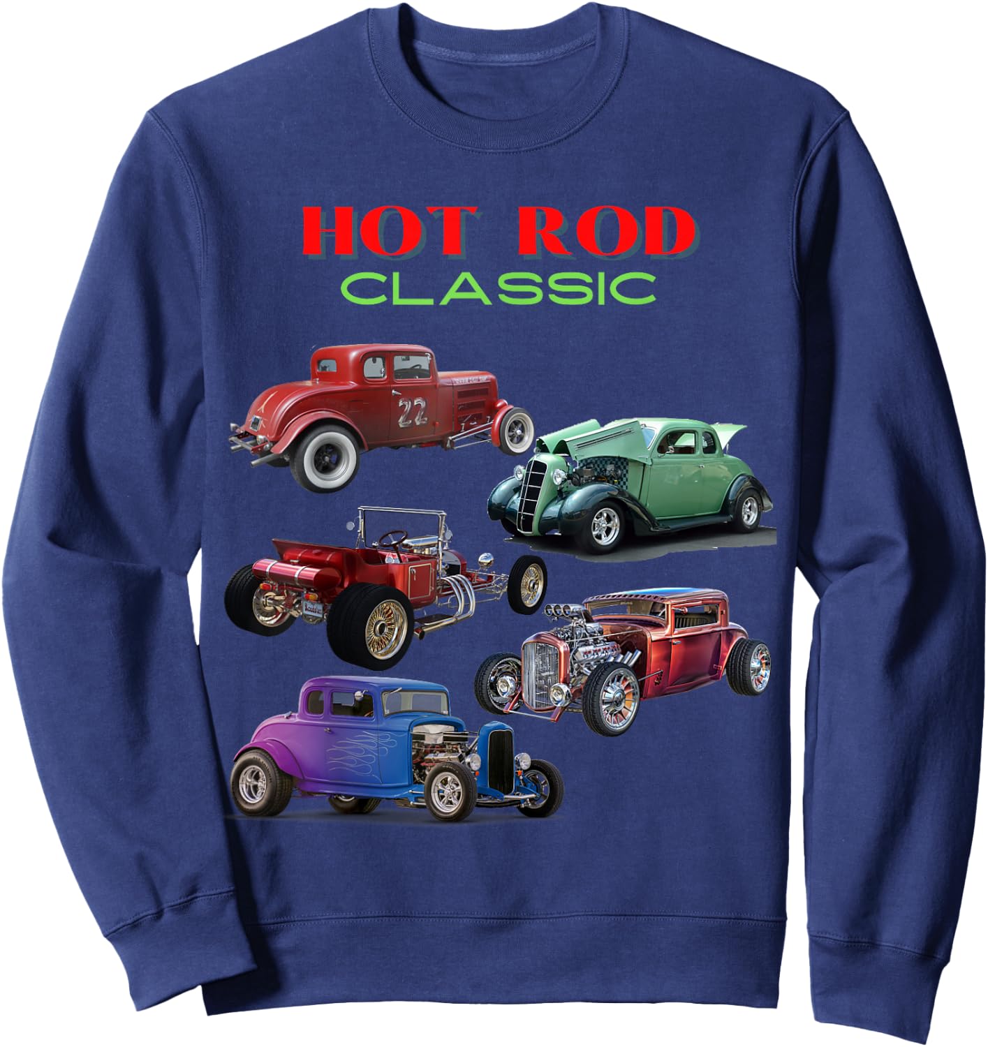 Vintage Car Collection Classic Hot Rod Antique Car - Men's Black Short Sleeve Classic Fit - Small Sweatshirt - Sweatshirt | Navy