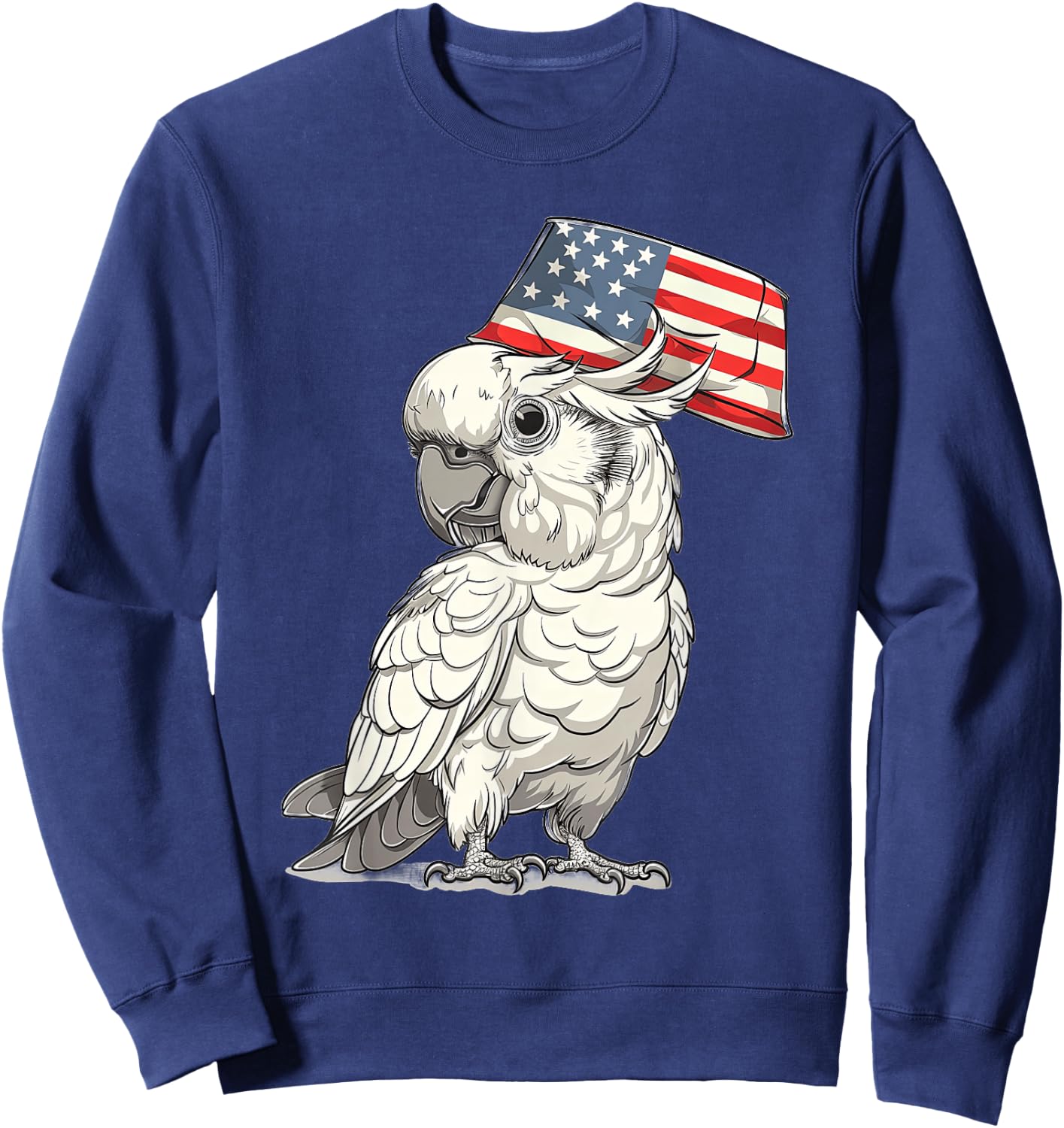 Umbrella Cockatoo with USA Hat Sweatshirt - Sweatshirt | Navy