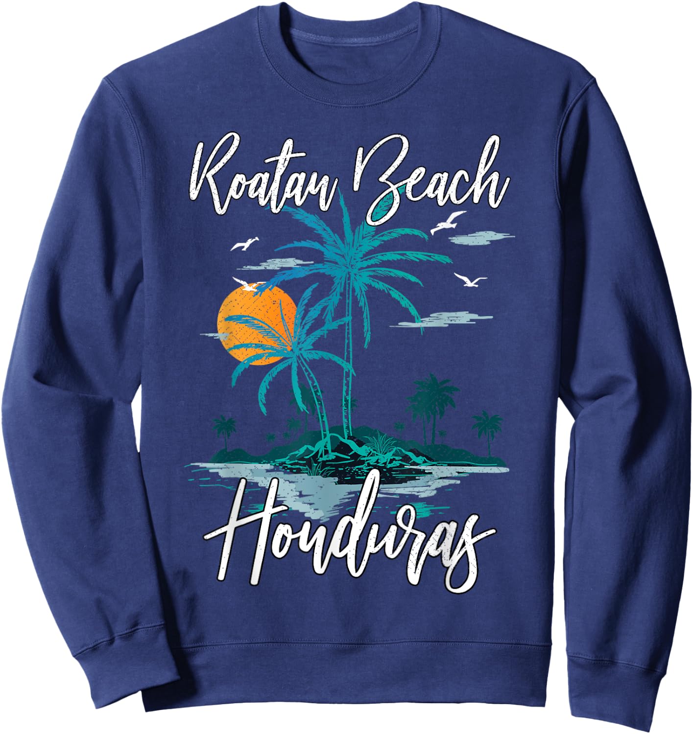 Family Vacation Retro Sunset Honduras Roatan Beach Women Girls Kids Sweatshirt - Sweatshirt | Navy