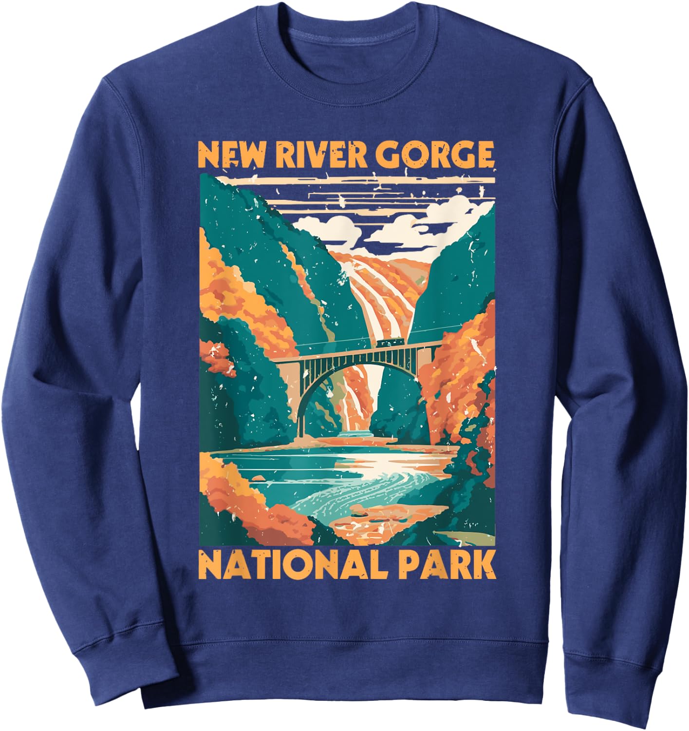 Vintage New River Gorge National Park West Virginia Travel Sweatshirt - Sweatshirt | Navy