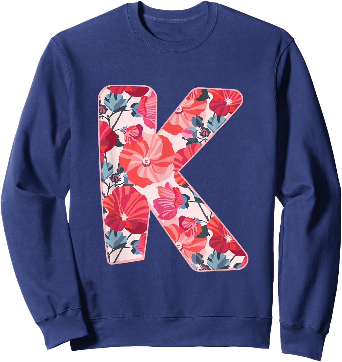 Letter K Sign Alphabet Last Name Consonants Flower Gift Sweatshirt - Sweatshirt | Navy