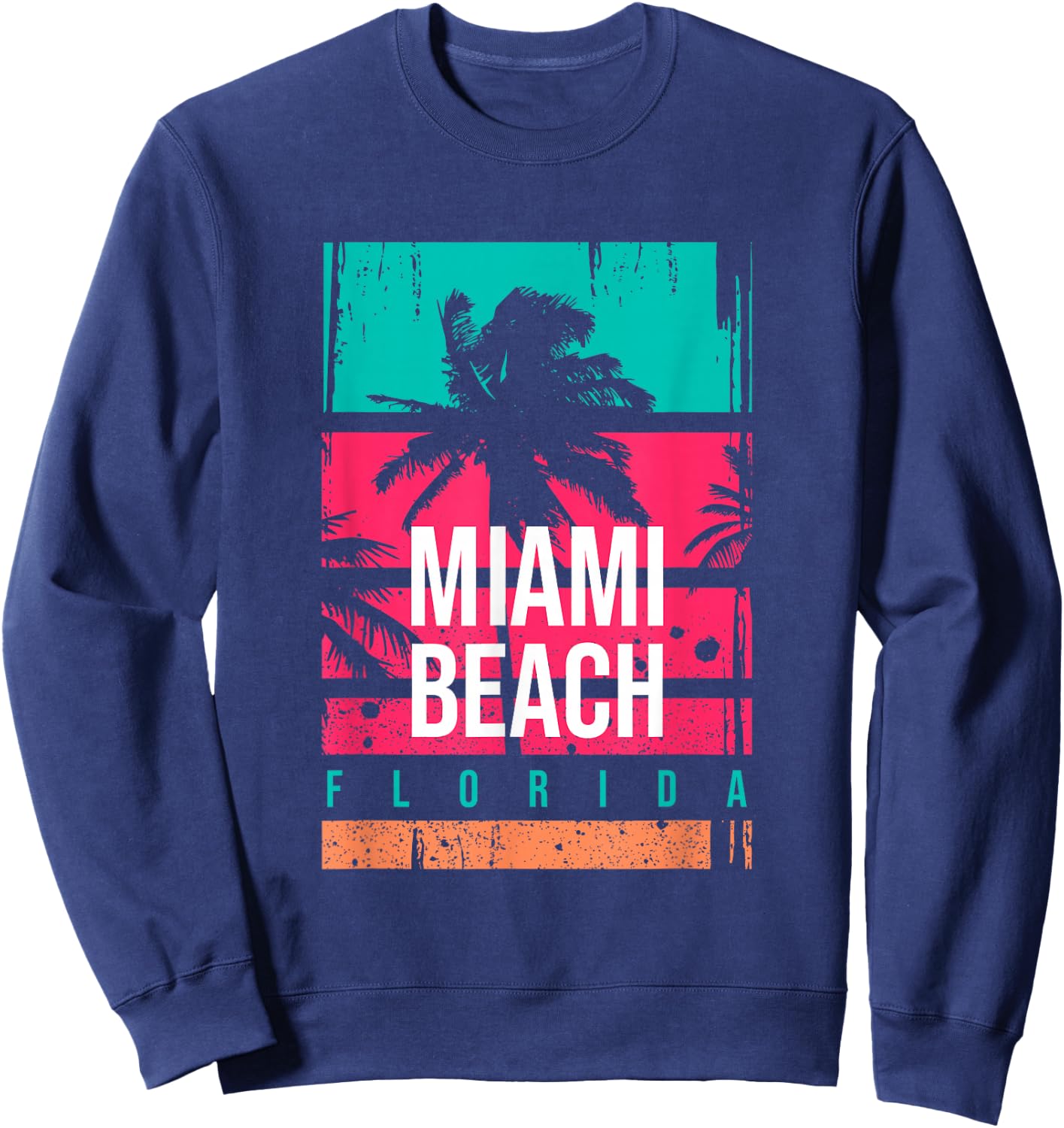 Miami Beach shirts, Miami Outfit Graphic Design Fashion Sweatshirt - Sweatshirt | Navy
