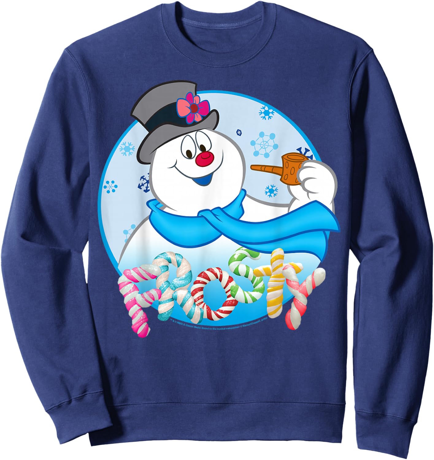 Frosty The Snowman Candy Letters Portrait Sweatshirt - Sweatshirt | Navy