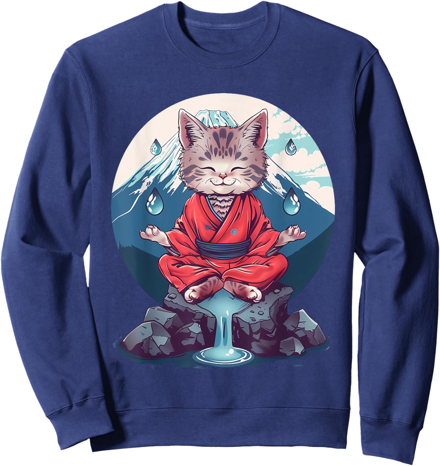 Meditation Cat Yoga Mountain Hindu Buddhist Zen Buddha Men Women Kids Sweatshirt - Sweatshirt | Navy