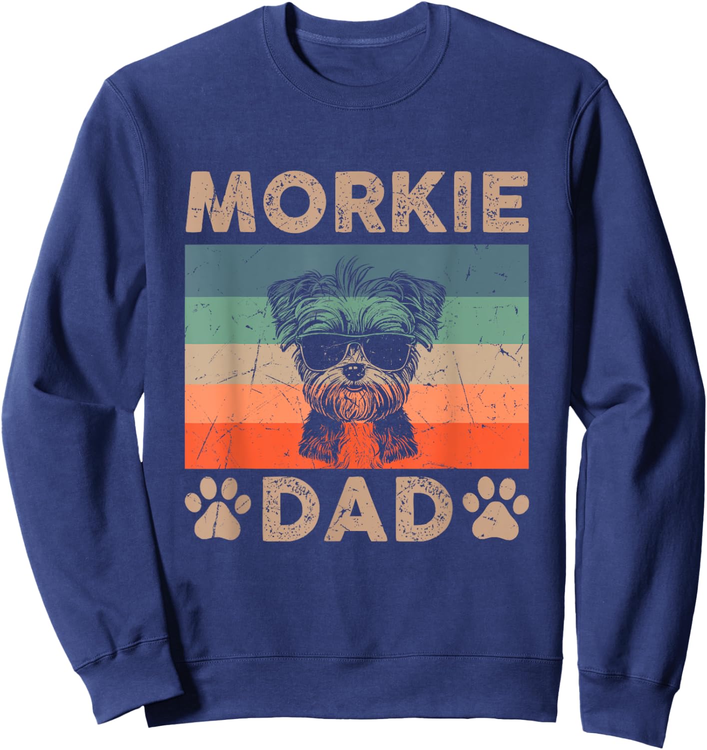 Vintage Morkie Dad Gifts Funny Dog Dad Lover Father's Day Women Kids Sweatshirt - Sweatshirt | Navy