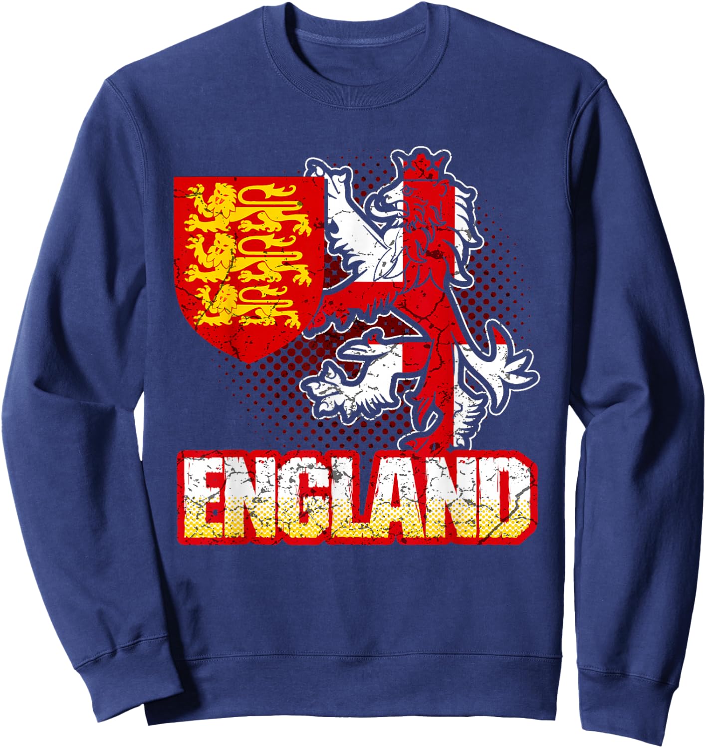England English Flag Coat Of Arms Football Lion British Sweatshirt - Sweatshirt | Navy