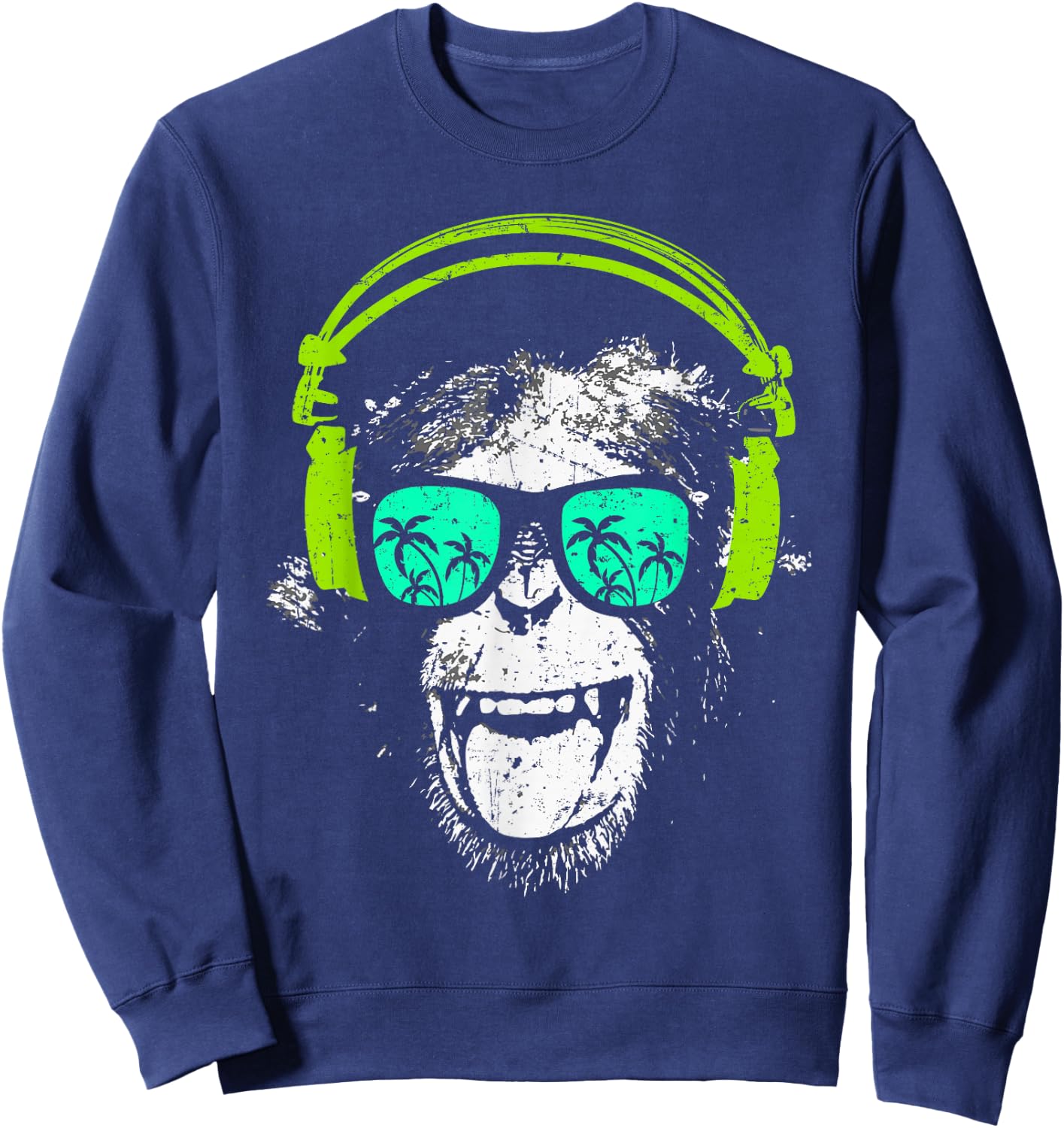 Monkey DJ with headphones and sunglasses Gift Sweatshirt - Sweatshirt | Navy