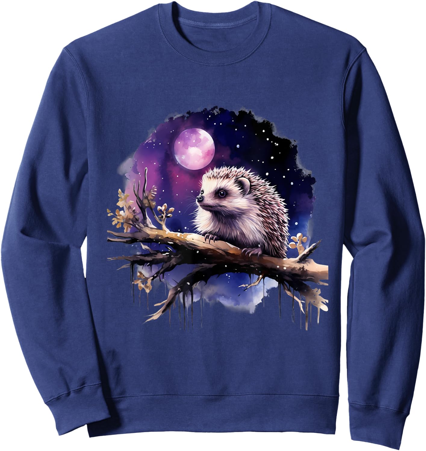 Hedgehog Nature Artwork Wildlife Forest Motif Animal Lovers Sweatshirt - Sweatshirt | Navy