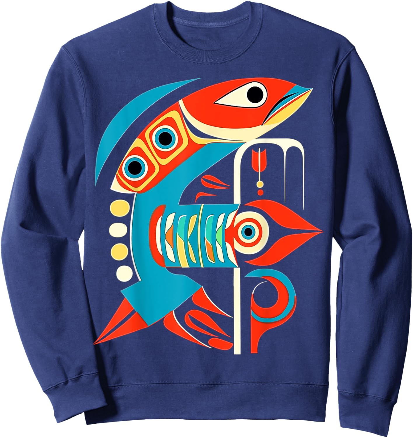 Salmon Salish Coastal Art Native American Sweatshirt - Sweatshirt | Navy