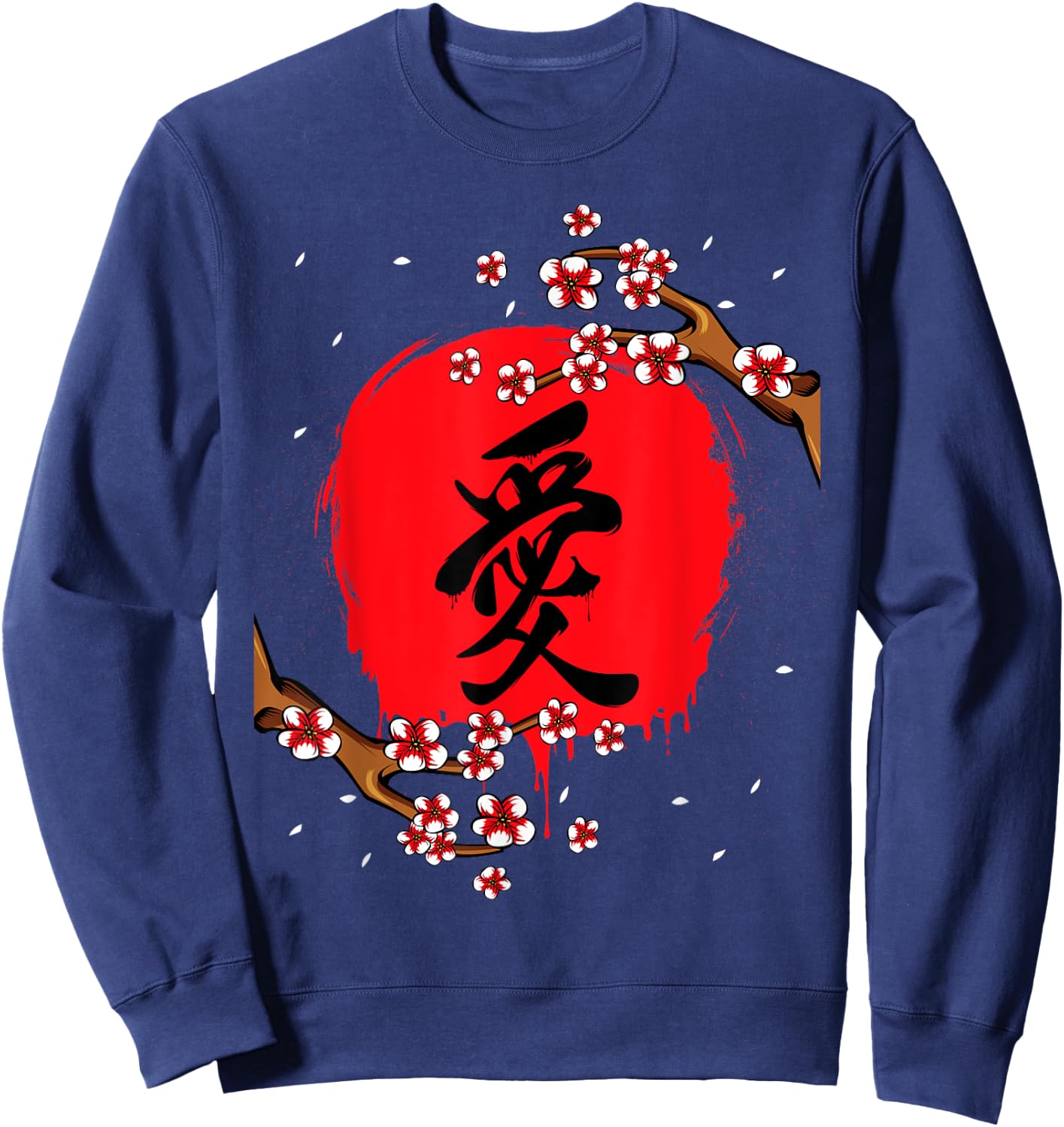 Japanese Kanji Cherry Blossom Tokio Japan Nature Jpop Sweatshirt - Sweatshirt | Navy